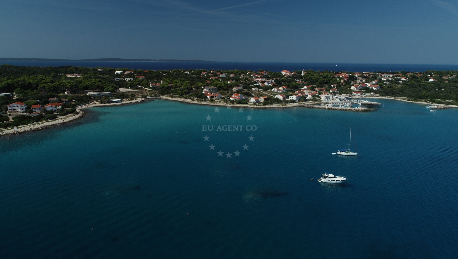 Luka Silba buoy field with 10 buoys in front of the harbor, North Dalmatia, Croatia