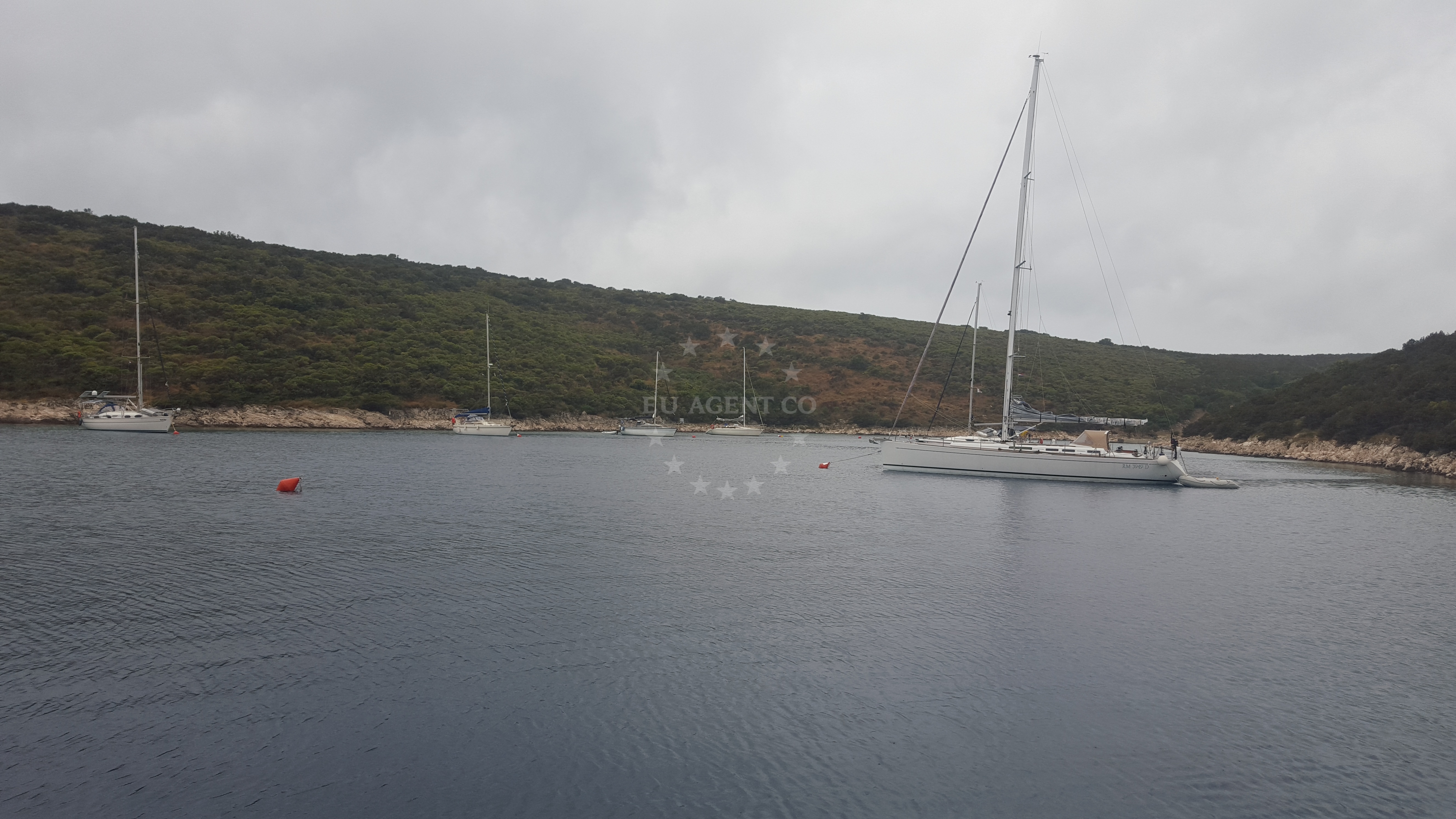 Buoy field on the island Skarda, North Dalmatia, Croatia