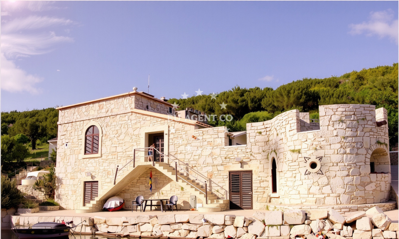 Jetty on Škarda Island, North Dalmatia, Croatia, with Adriatic Sea in the background
