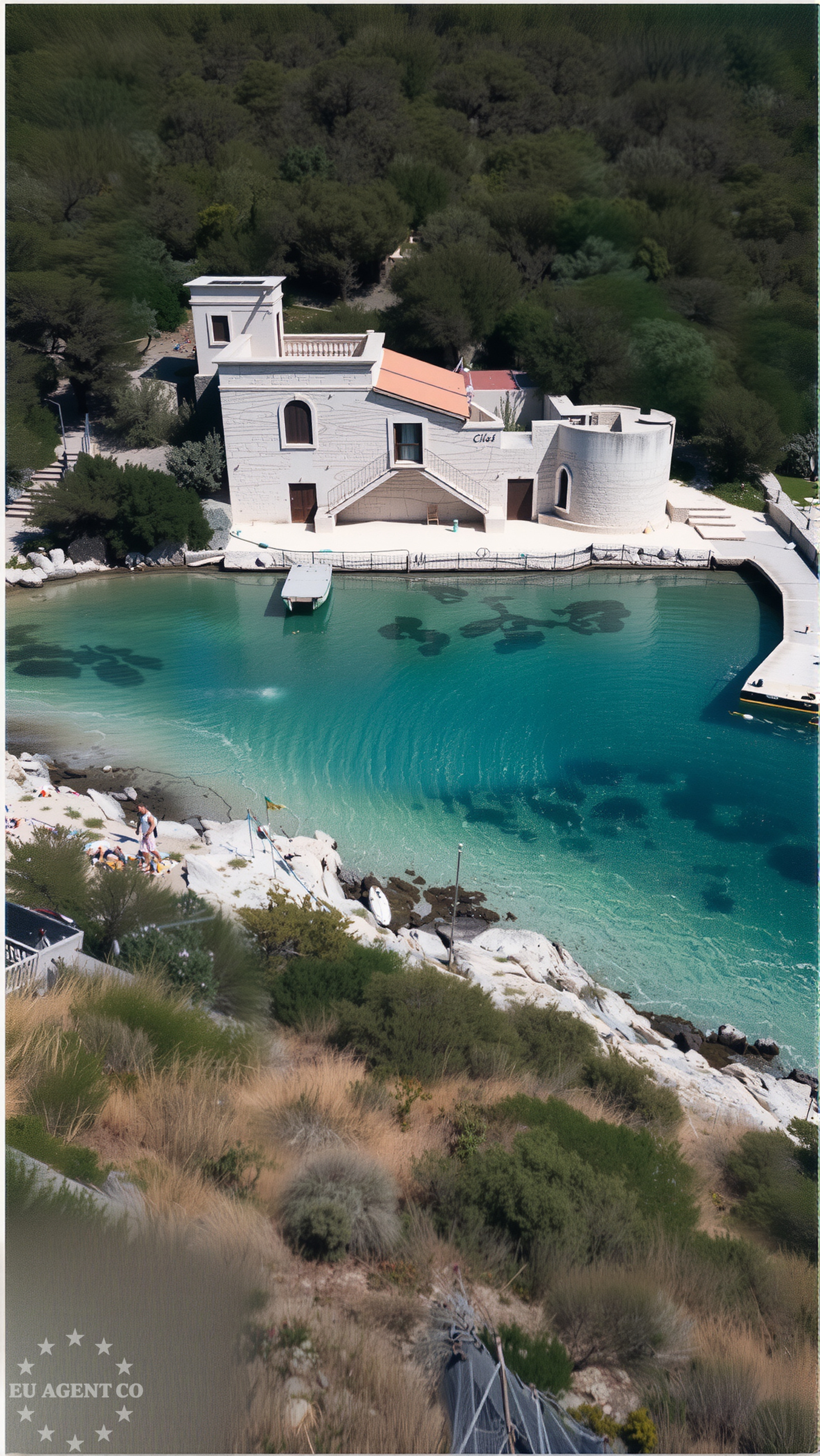 Skarda Jetty in North Dalmatia, Croatia with boats moored nearby