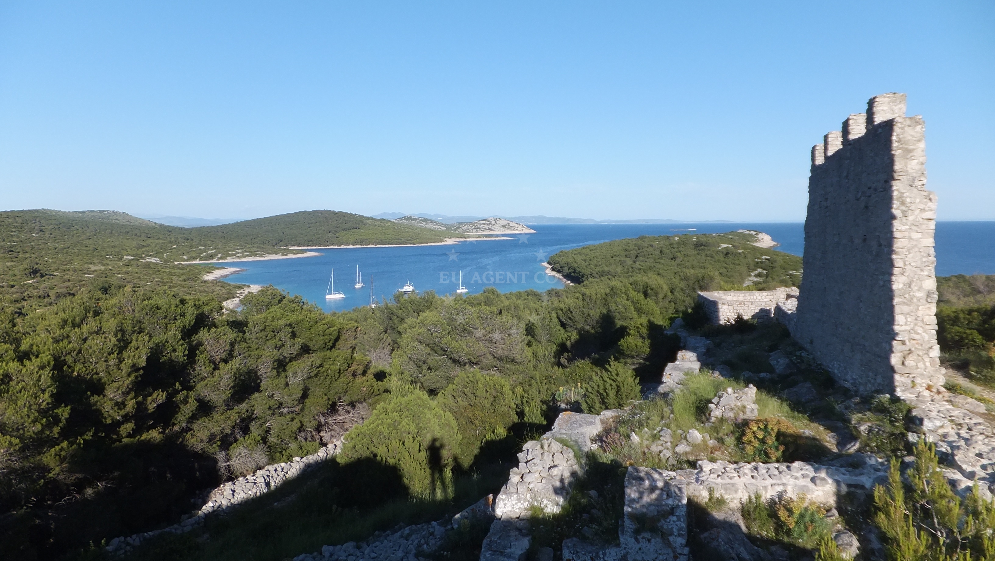 View of Zirje island from buoy field