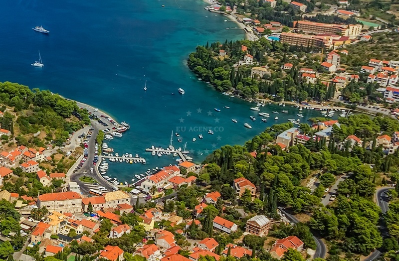 Tihat buoy field in Cavtat, South Dalmatia, Croatia with Adriatic Sea in the background
