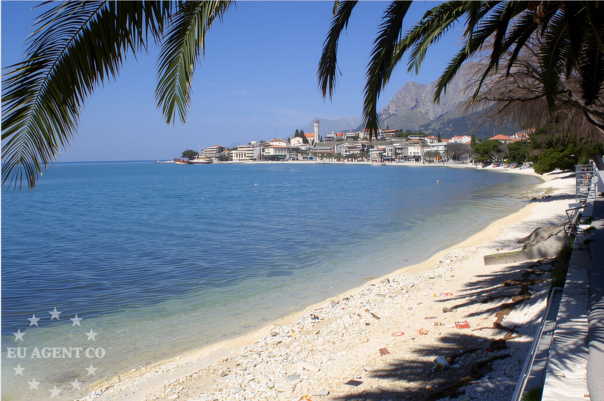 Sailboat navigating near buoy field in Gradac, South Dalmatia, Croatia