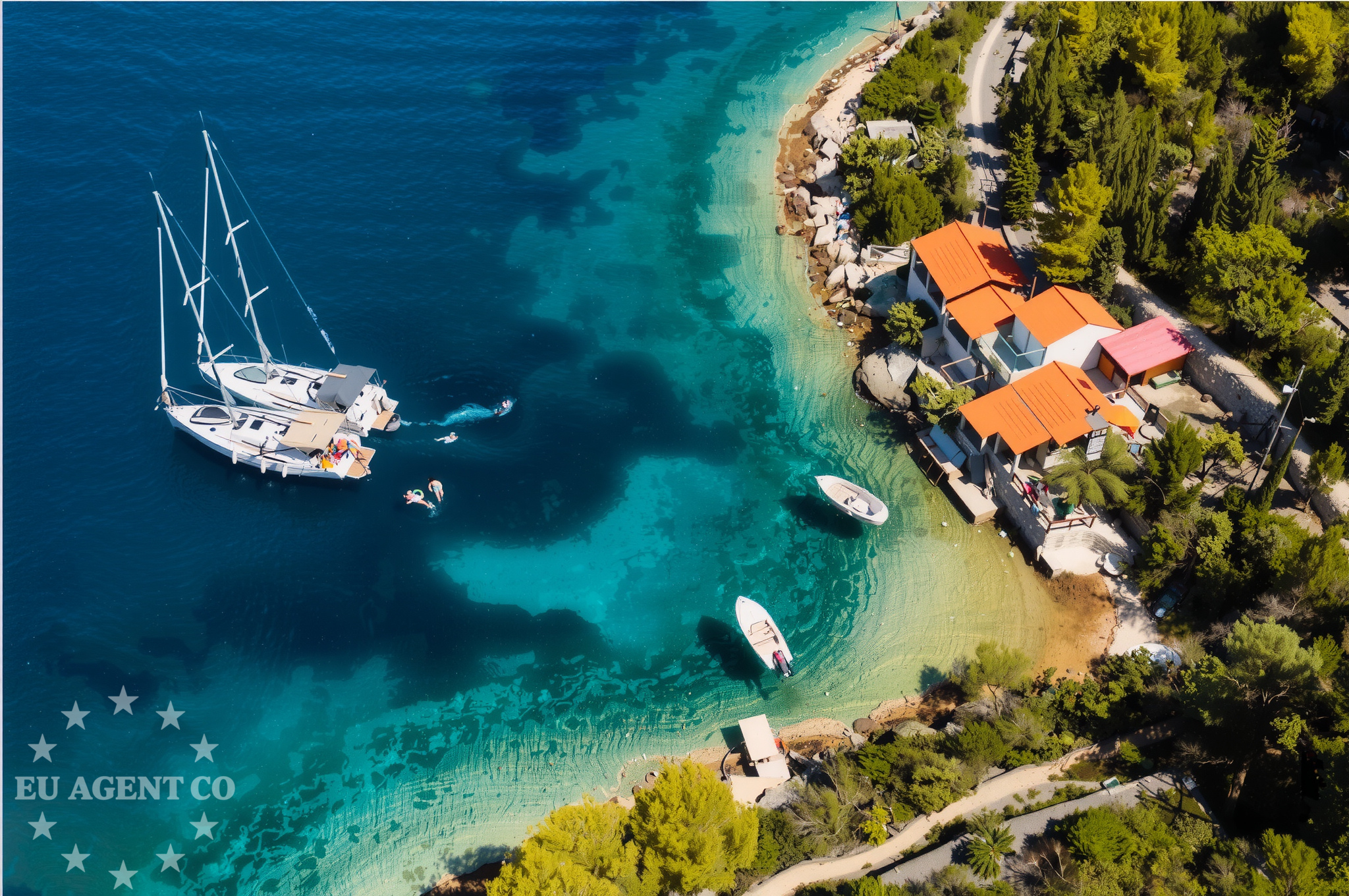 Zrnovnica Bay, South Dalmatia, Croatia, with mooring buoys
