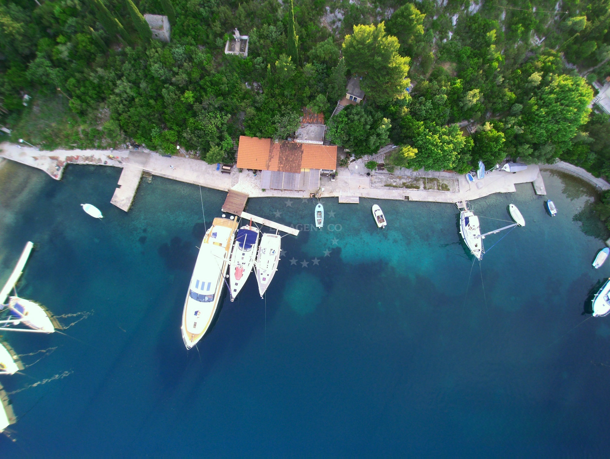 Lukas Taverna Jetty in Kobas Bay, South Dalmatia, Croatia