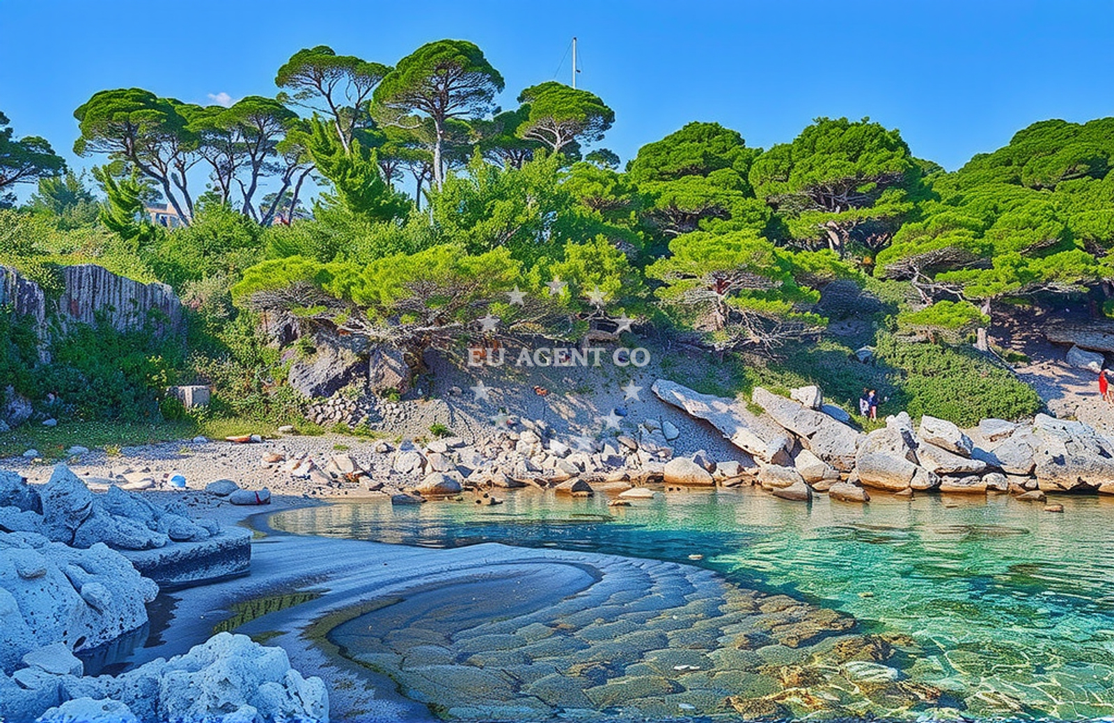 Moro Beach on Kolocep Island, Croatia with white sand and turquoise waters