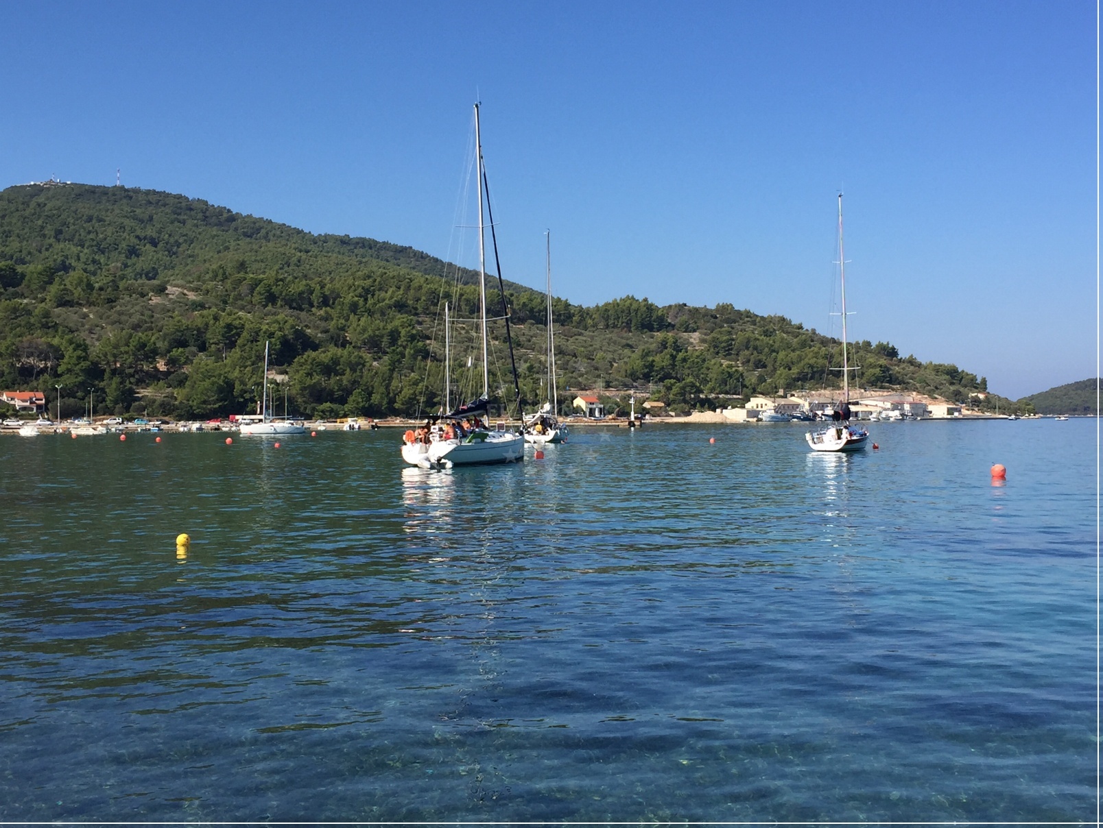 View of Vela Luka marina from buoy field location