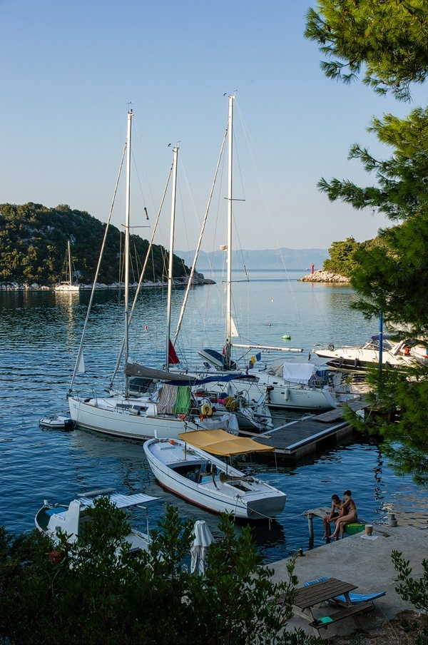Natural stone terrace of Augusta Insula restaurant overlooking the Adriatic Sea