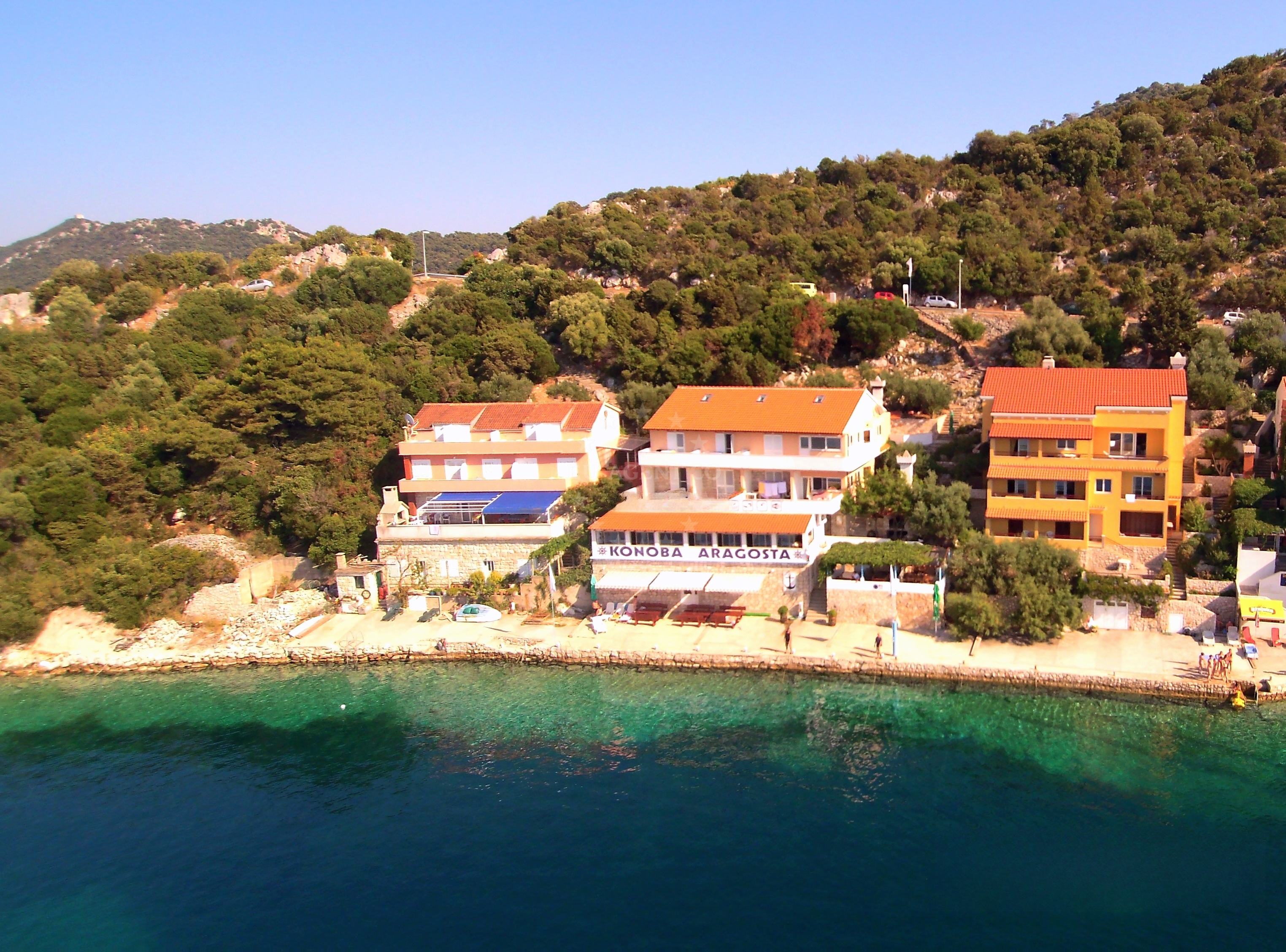 Yacht moorings at Konoba Aragosta Dock, Lastovo Island, Croatia