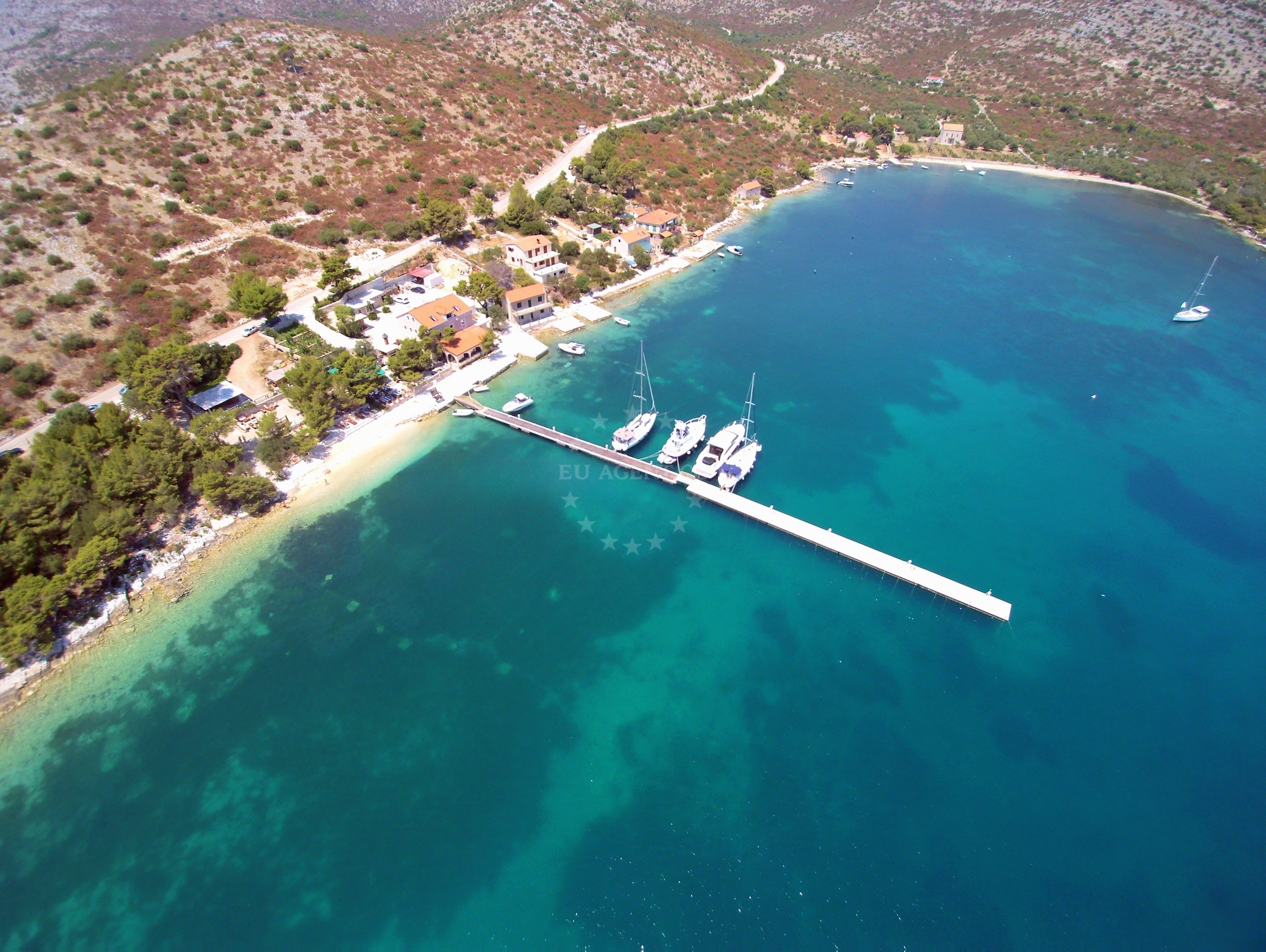 Yacht mooring at Porto Rosso Jetty, Lastovo