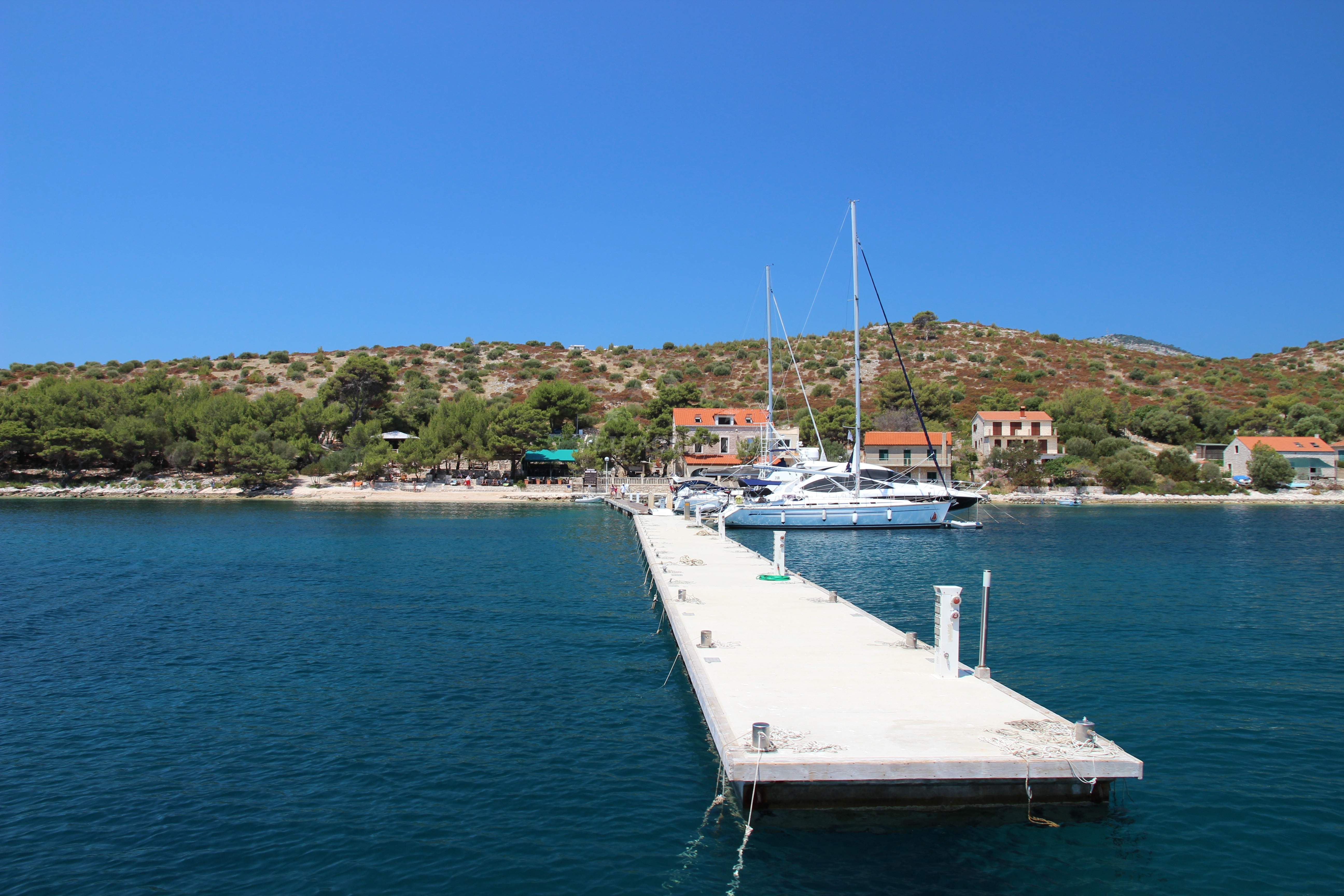 View of Porto Rosso Jetty from the water