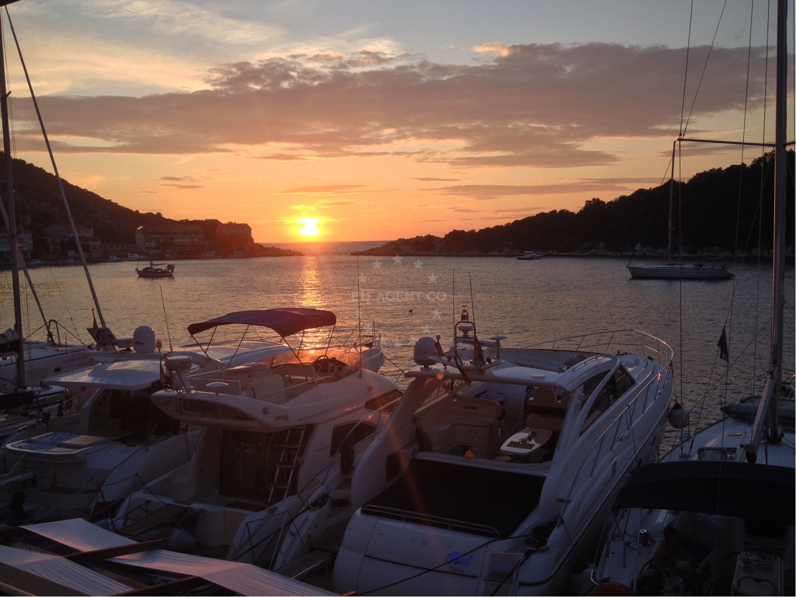 Scenic view of Zaklopatica Bay with Triton Dock Quay, Lastovo Island