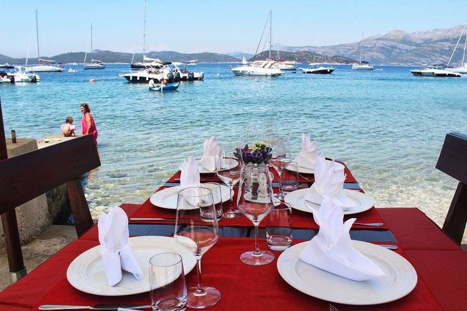 Mooring buoys at Restaurant Dubrovnik, Lopud, Croatia
