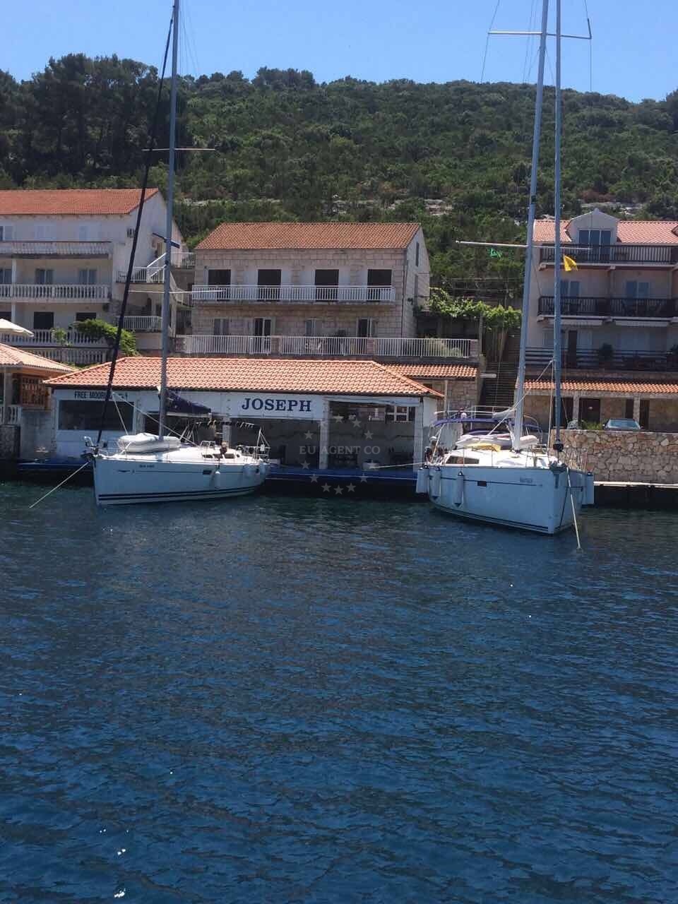 Mljet island coastline near Polace with anchorages and buoys