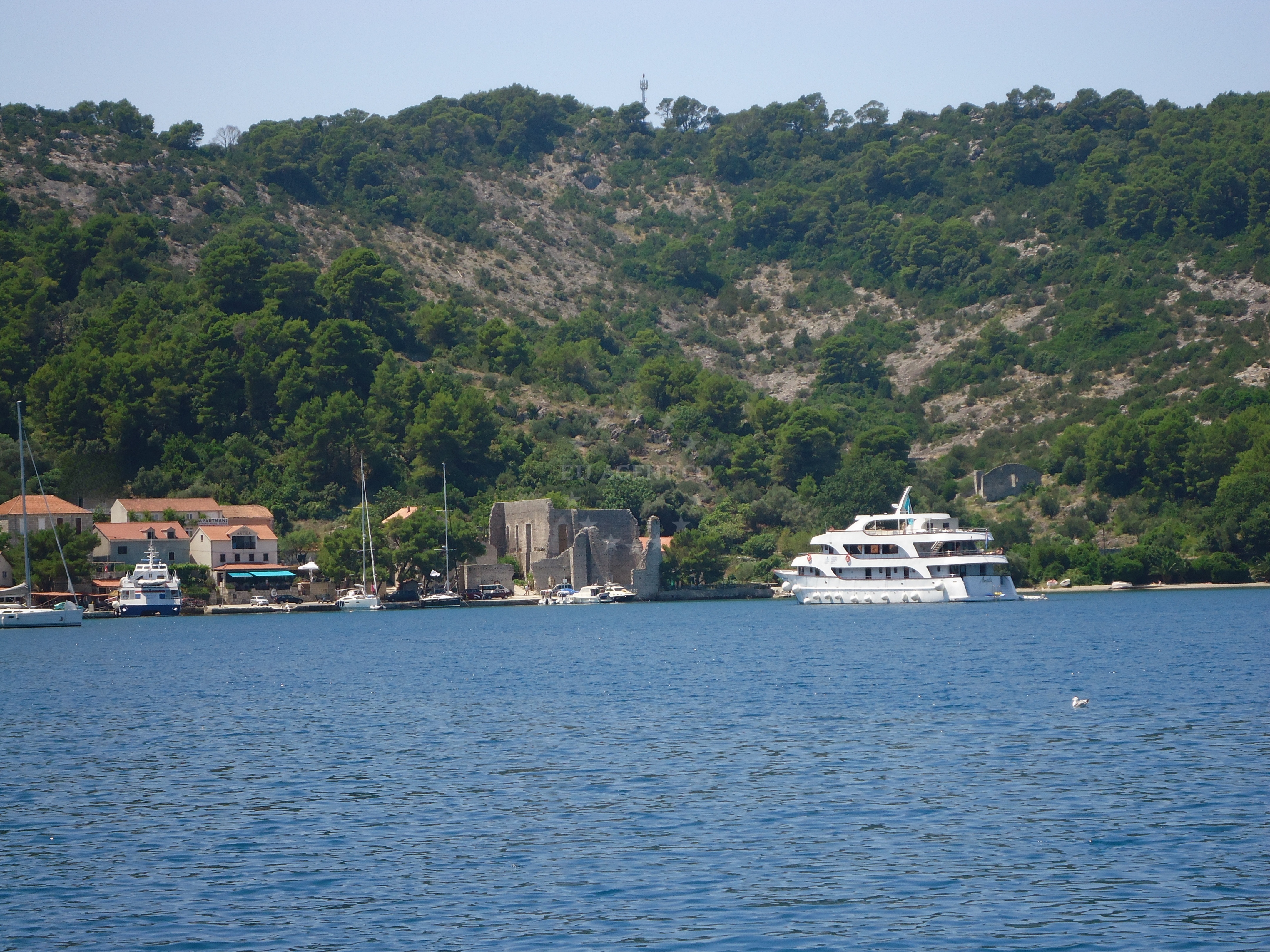 Scenic view from Restaurant Antika Quay terrace overlooking Polace Bay