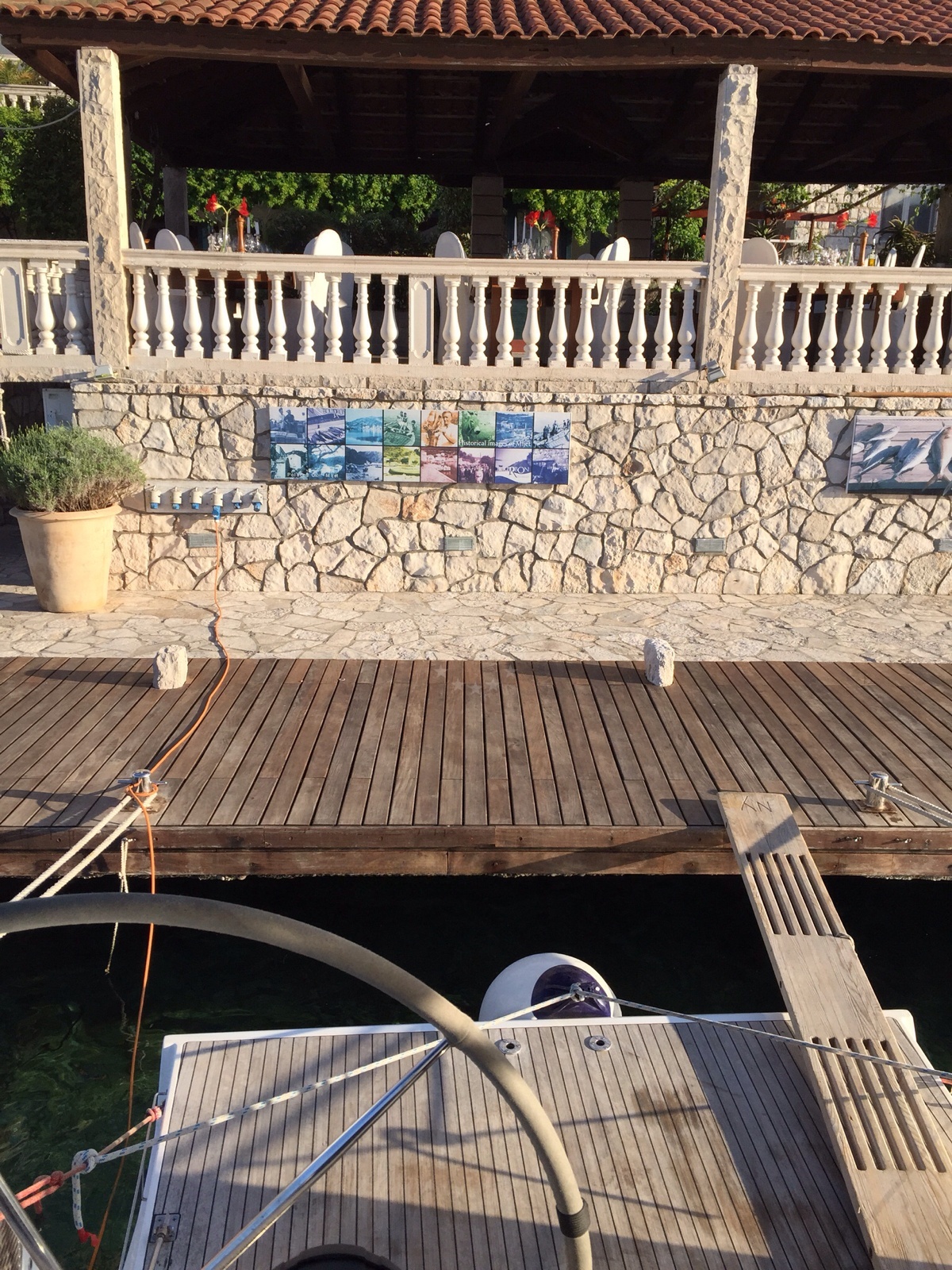 Restaurant Bourbon Quay in Polace, Mljet, Croatia with scenic views of the Adriatic Sea