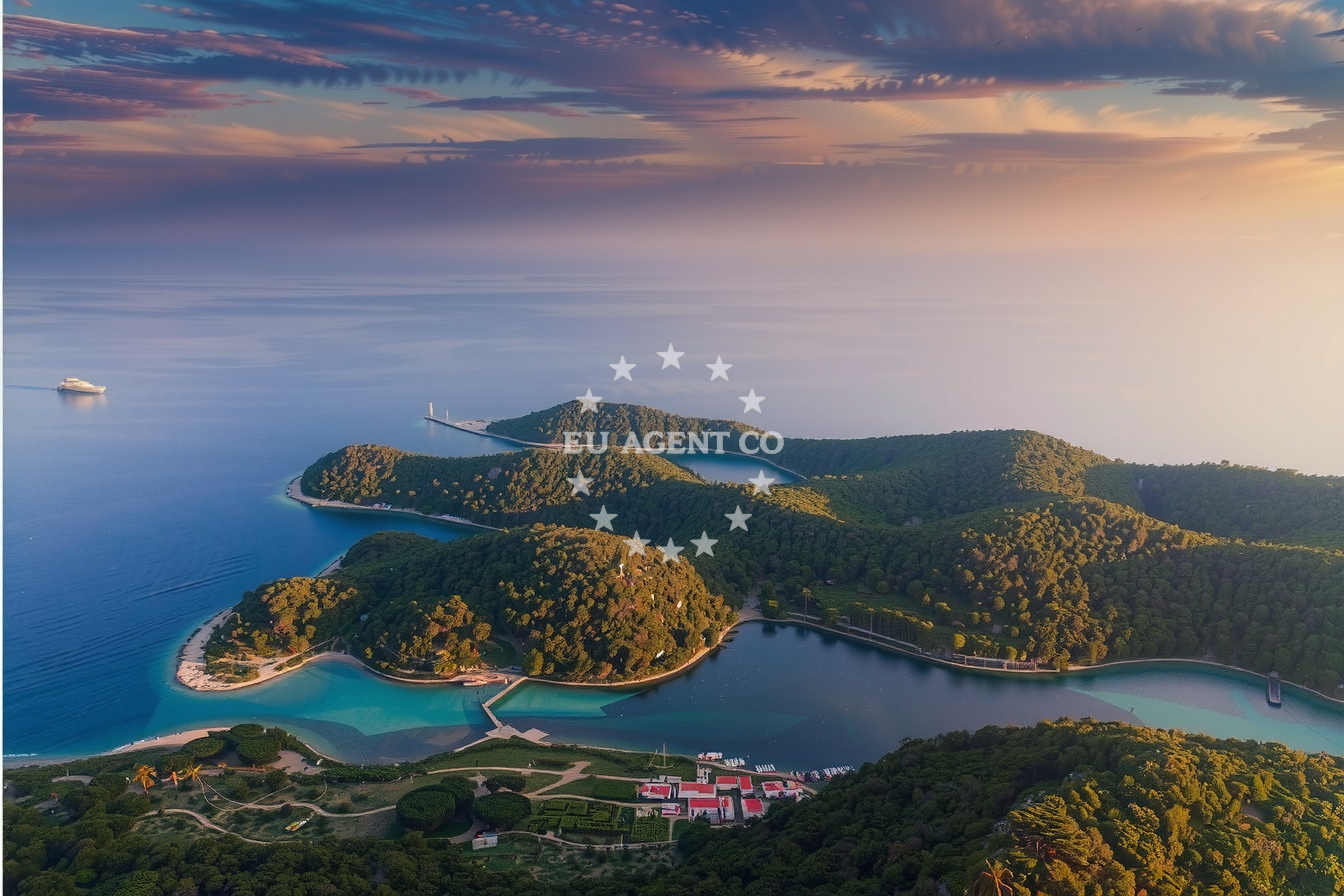 Sailing route map showing Mljet Quay and nearby anchorages in South Dalmatia