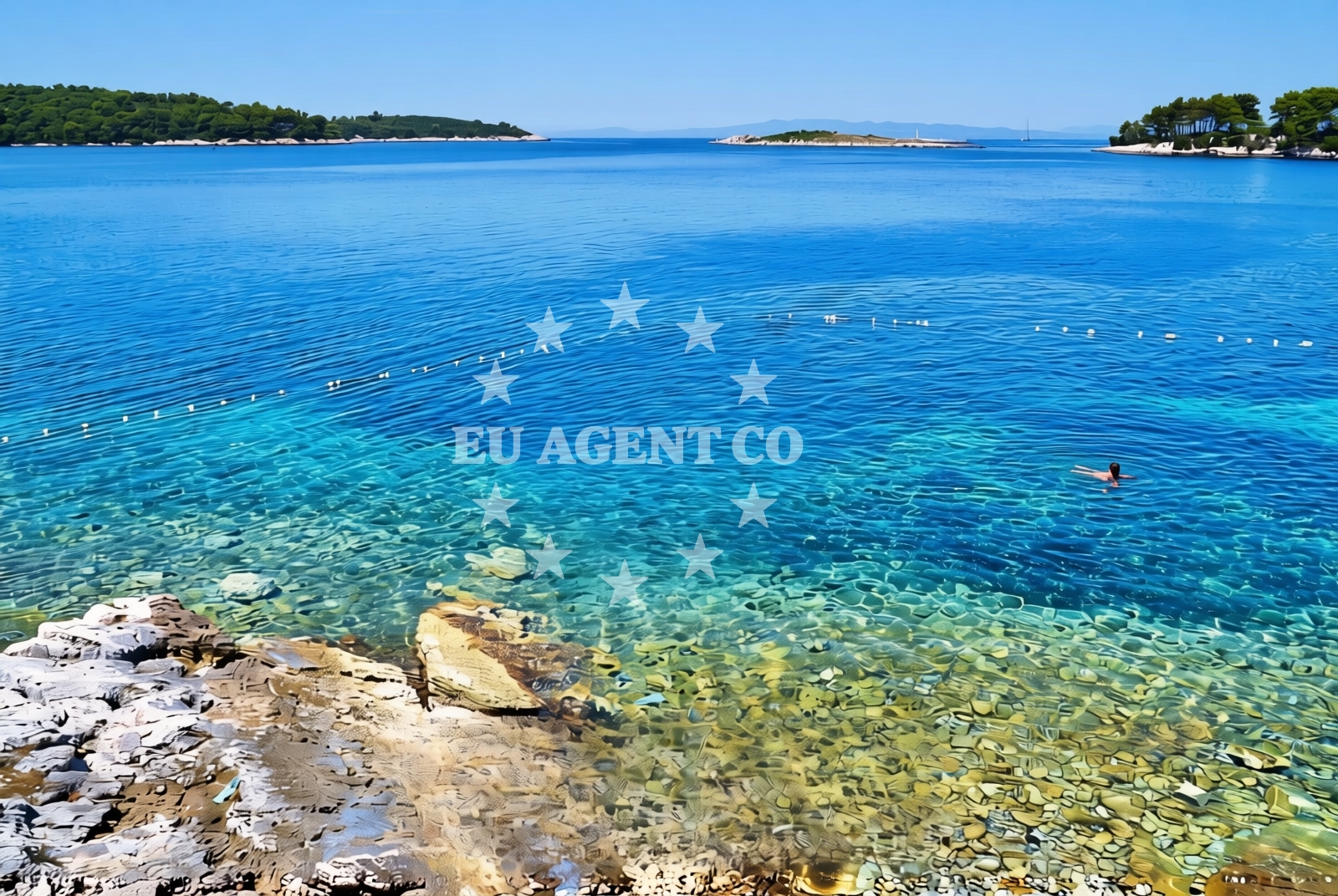 Yacht approaching Mljet Quay with Lokve Anchorage visible in the background