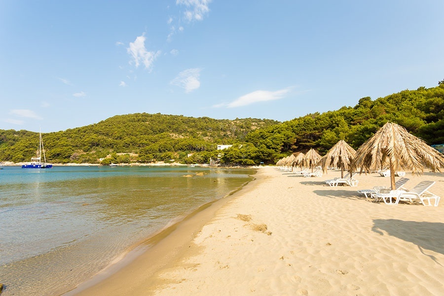 Yacht mooring at Konoba Kod Ante buoy field, Mljet, Croatia