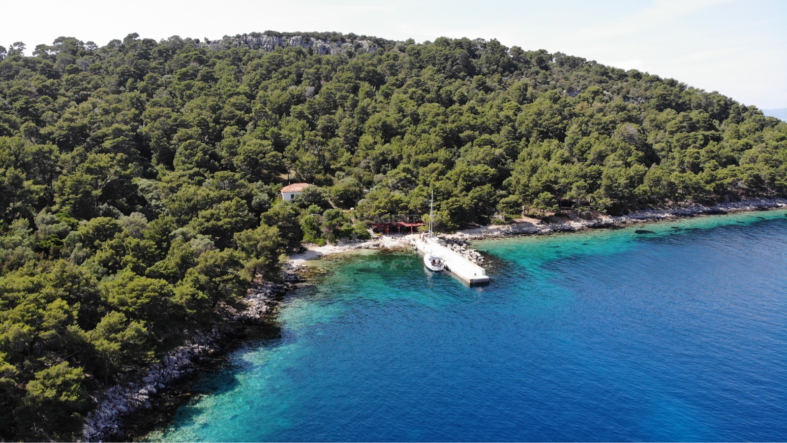 Nautical view of mooring buoys at Konoba Mrcara, Lastovo