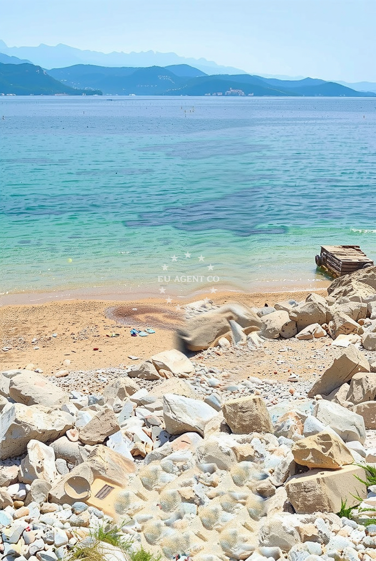 Navigational markers at Cipavica Quay, South Dalmatia, Croatia.