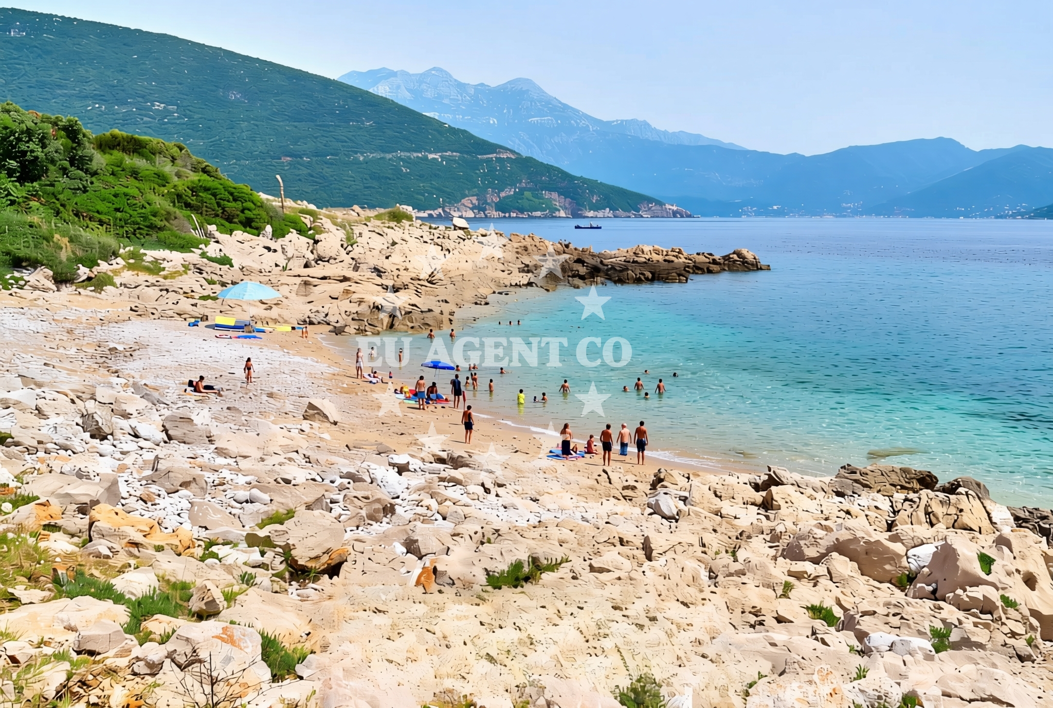 Quay in Prevlaka with mooring lines and Adriatic Sea view