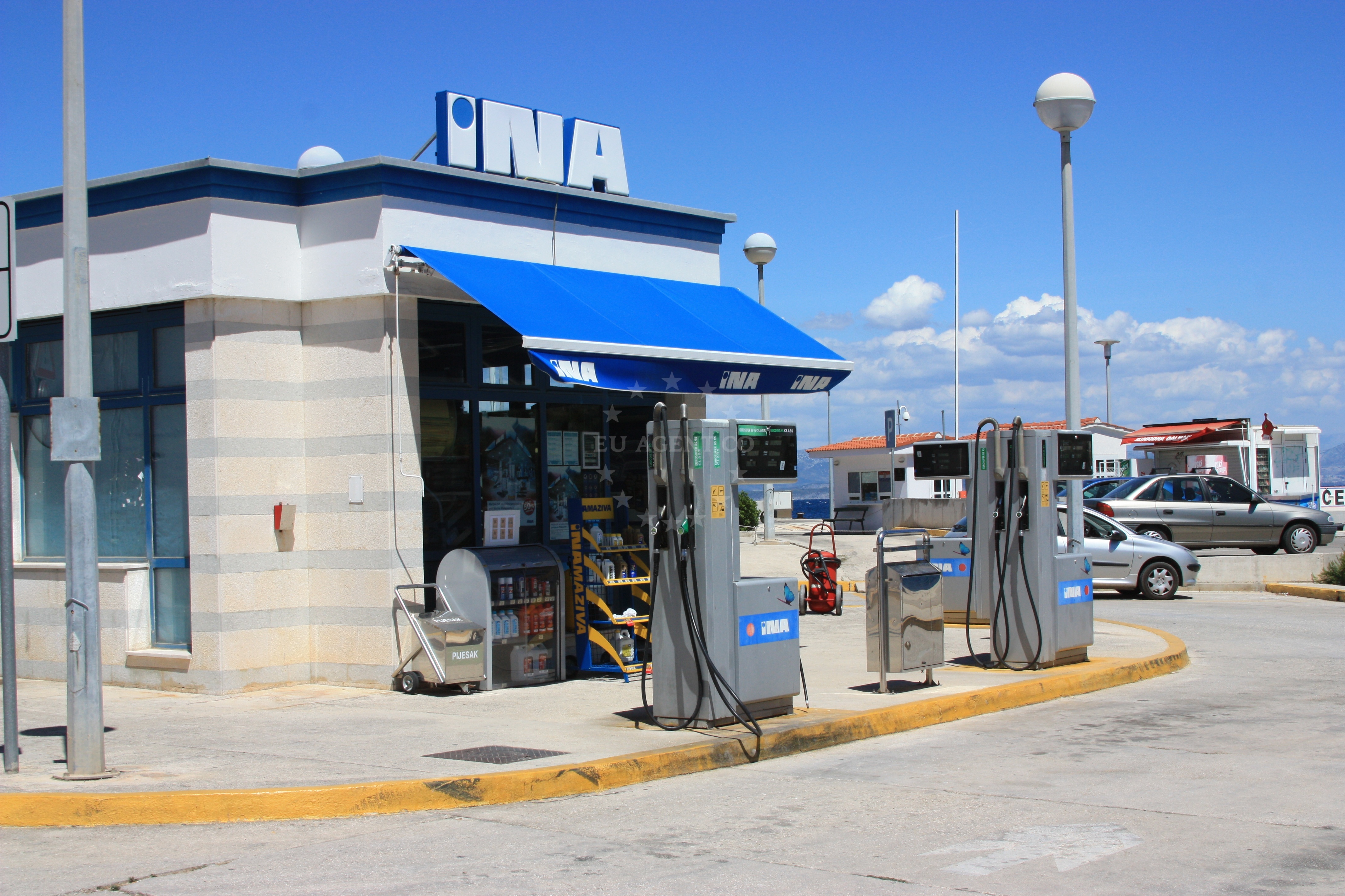 View of Rogac fuel station from the Adriatic Sea