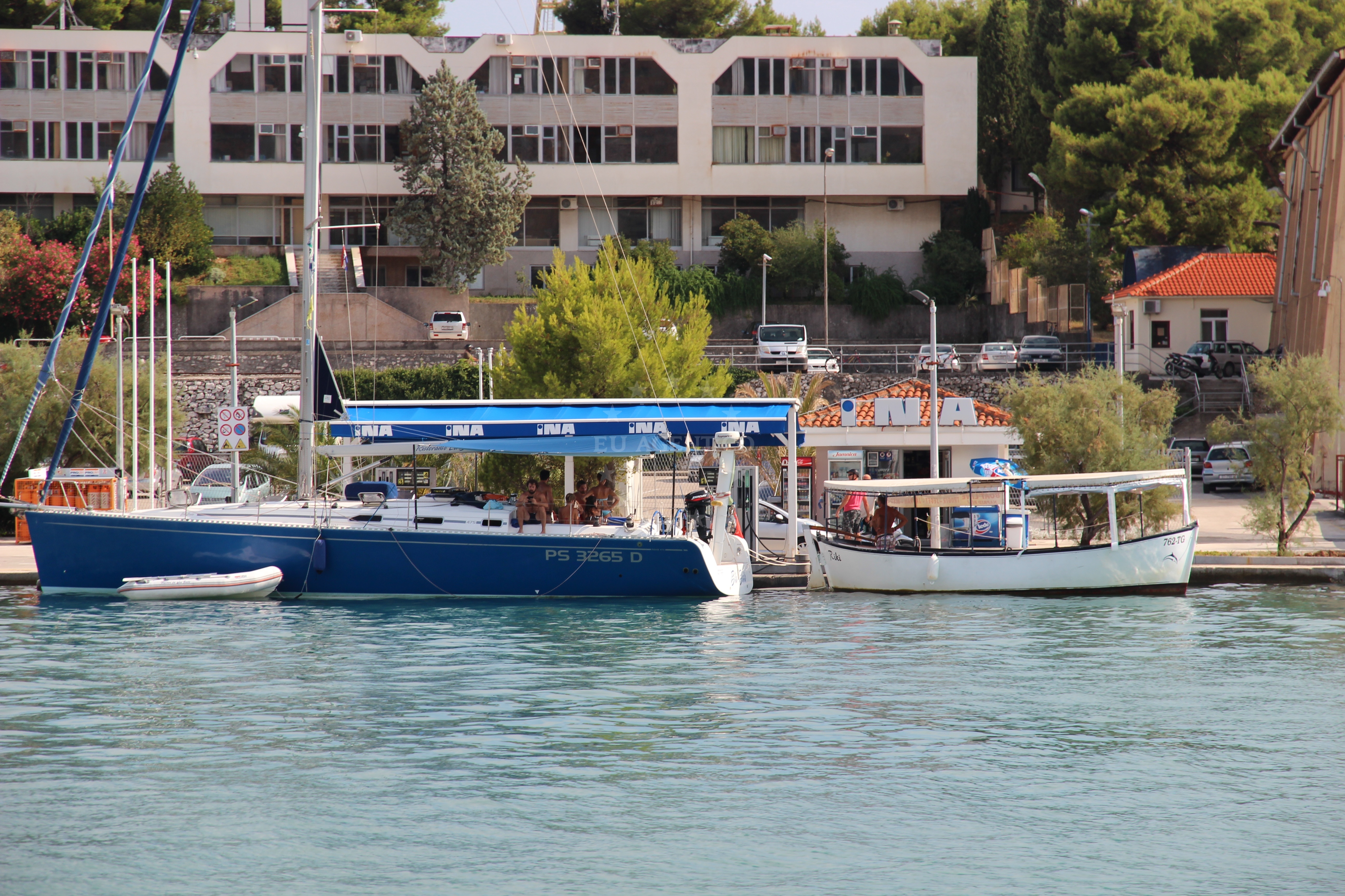 Marina Trogir in the distance from Ina Fuel Station
