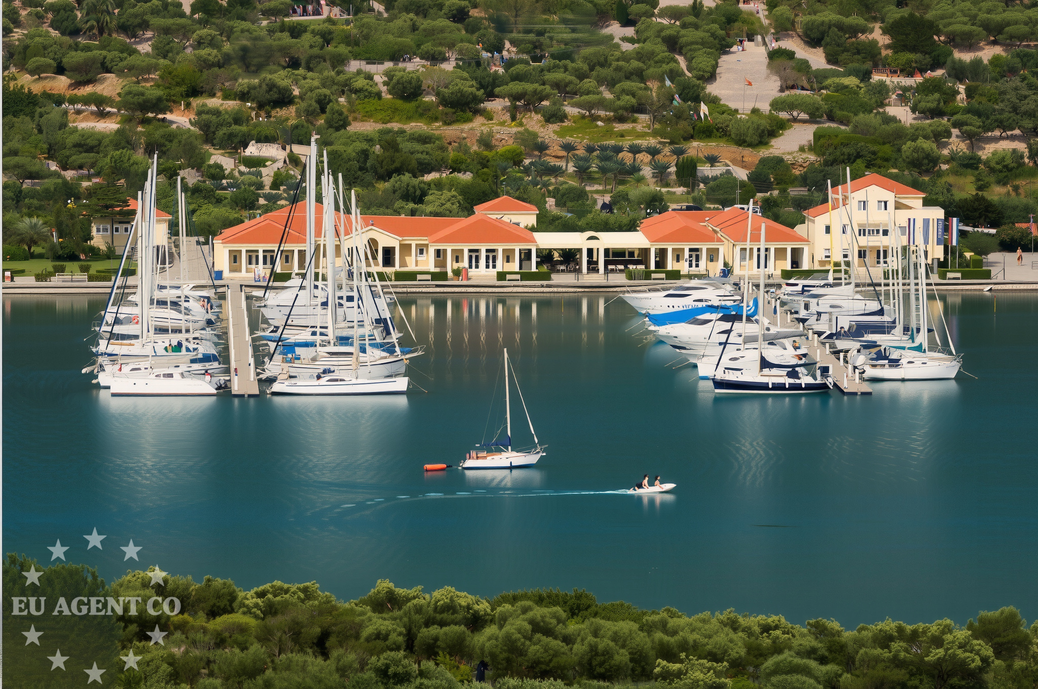 Cres Harbour, Croatia, with yachts moored at the pier