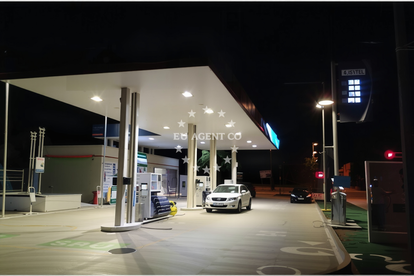 Fuel pumps at Ina station with Adriatic Sea view