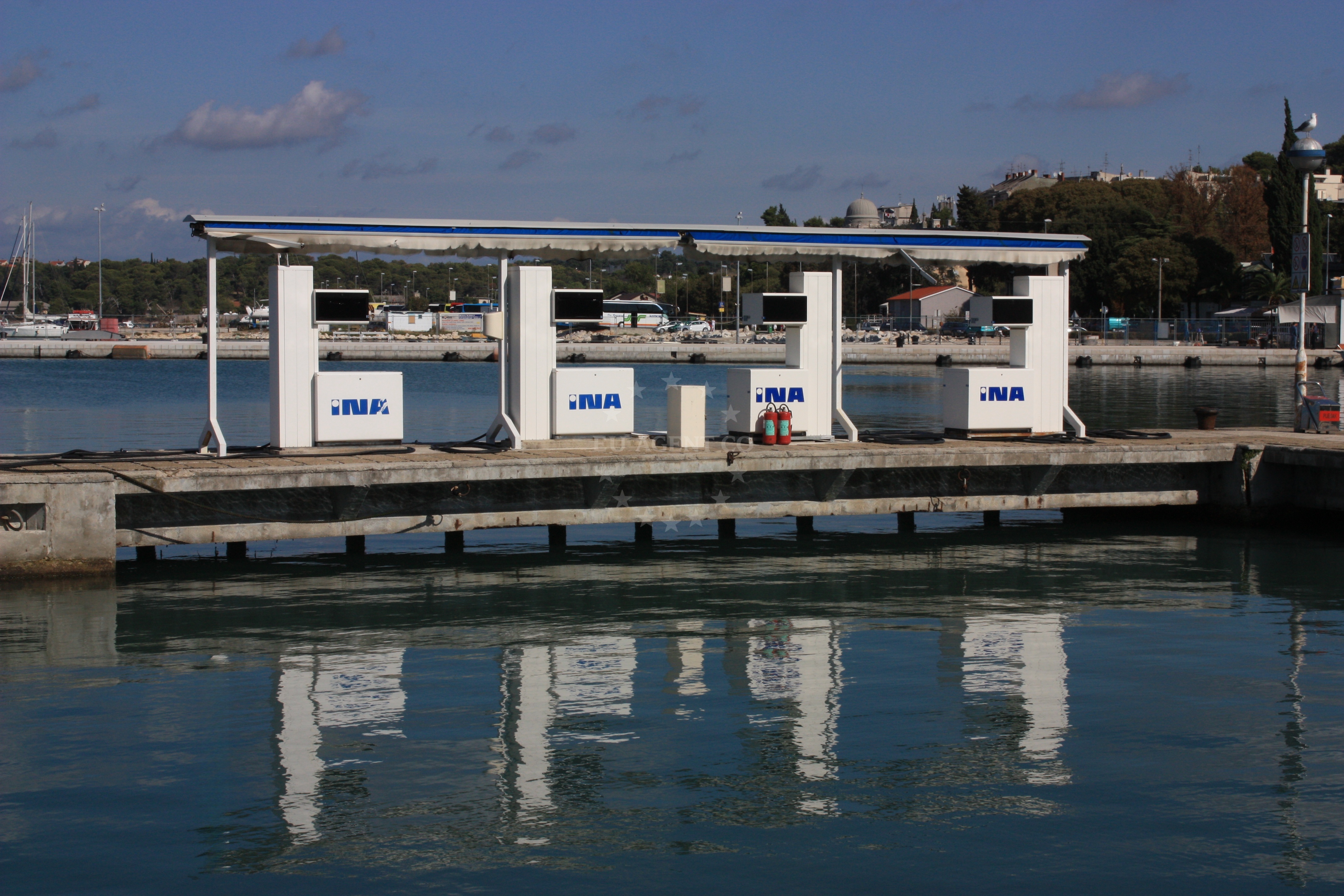 Nautical map showing Ina Fuel Station location in Pula, Croatia