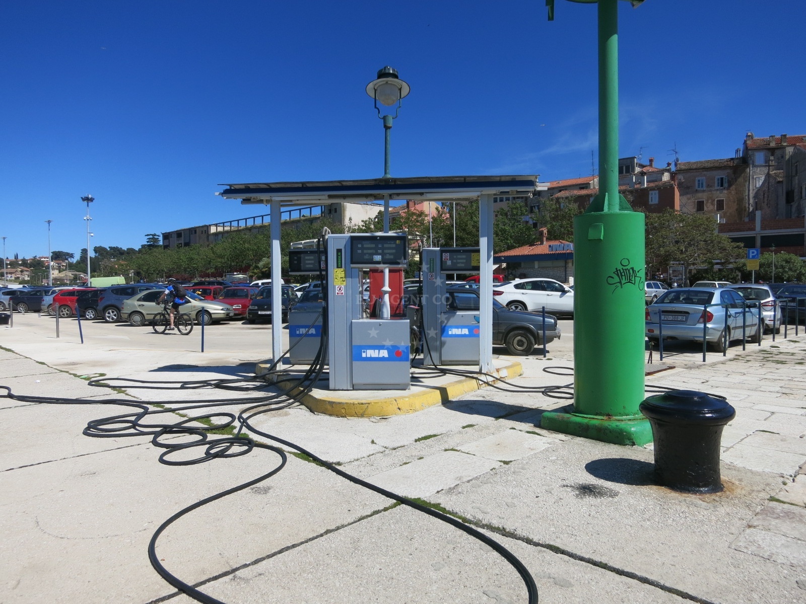 Ina Fuel Station, Rovinj, Croatia – Yacht refueling near parking area