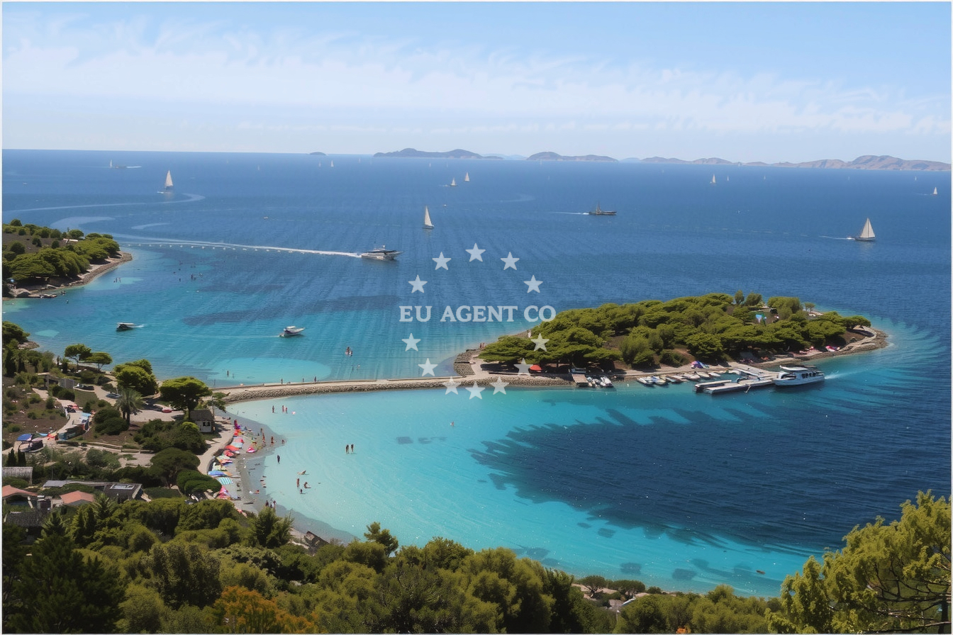 Approach and location view of Ina fuel station in Fuel station in Murter on the island Murter, North Dalmatia, Croatia photo 3