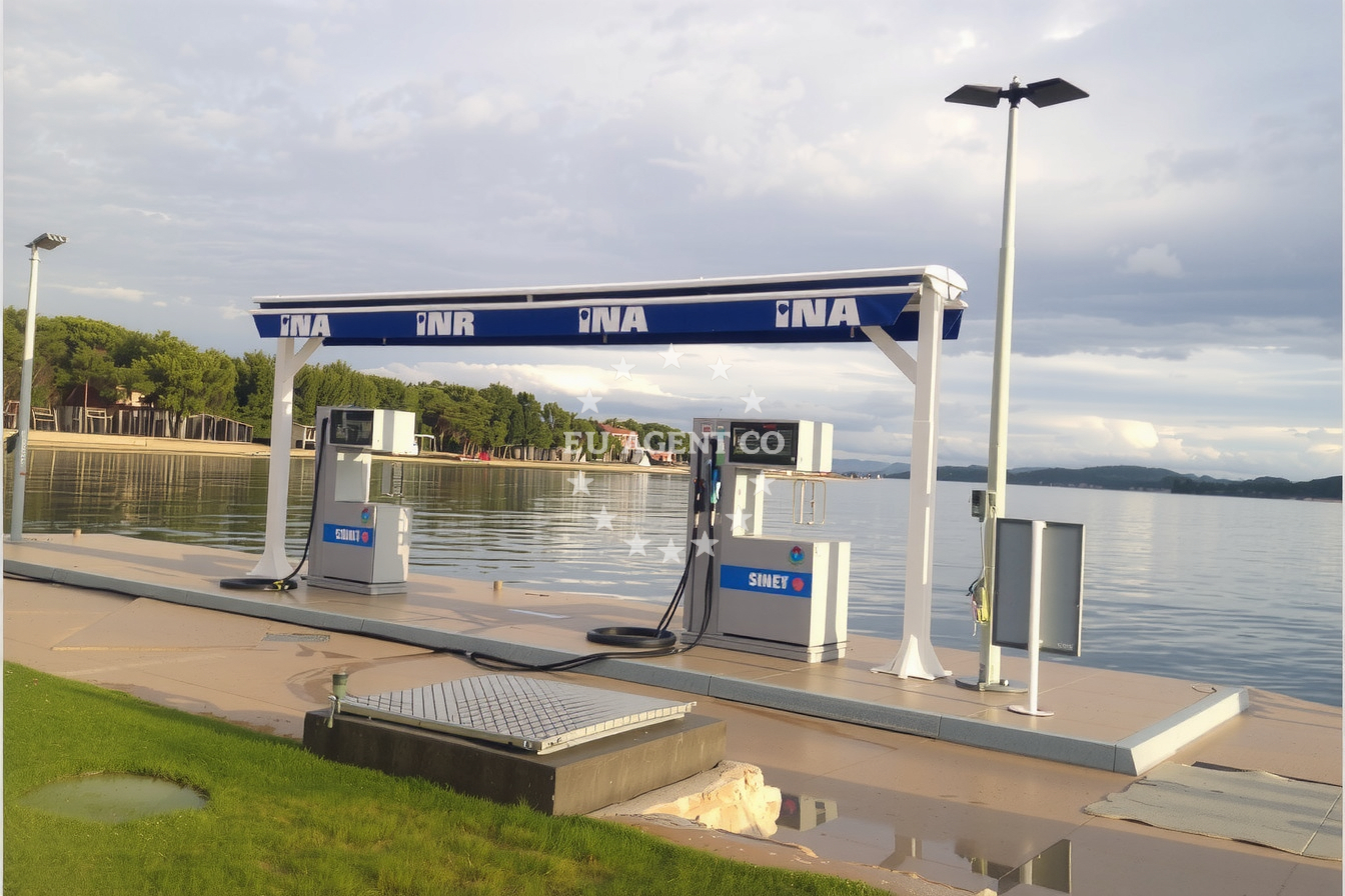Fuel station with coastal views and nearby marina access