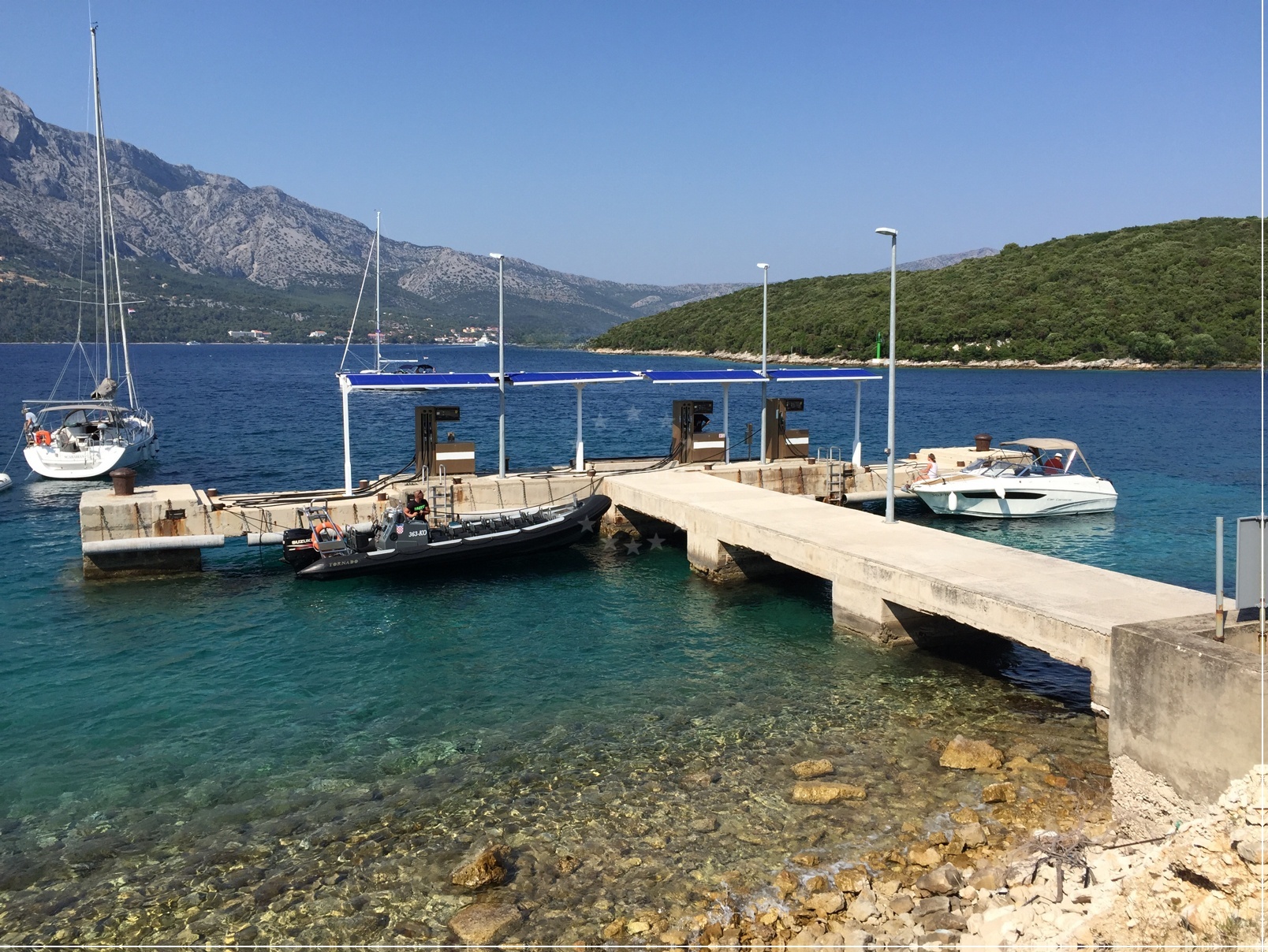 Fueling operations at Korcula fuel station, Adriatic Sea