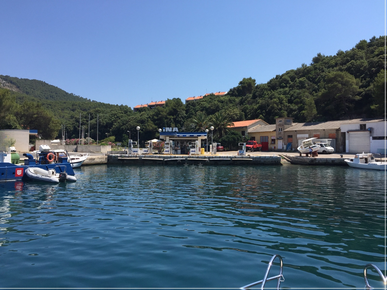 Fuel station view from the Adriatic, Lastovo island, Croatia