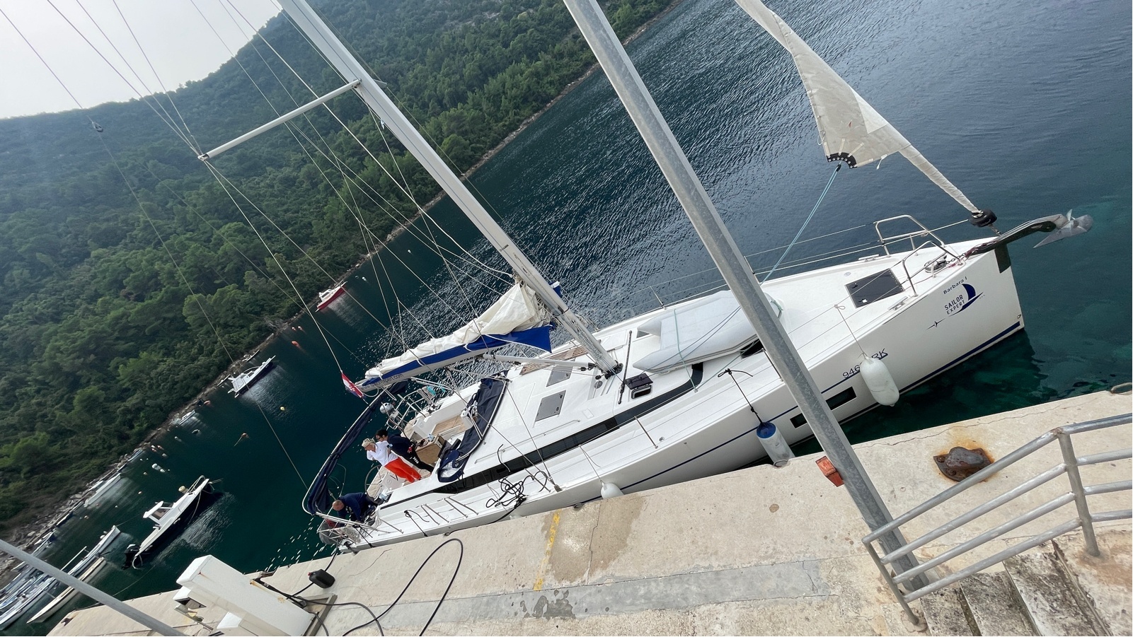 View of the Sobra fuel station against the Mljet coastline