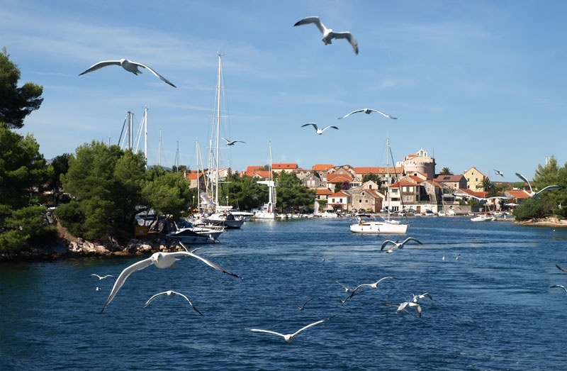 Yachts moored at Vrboska Harbour