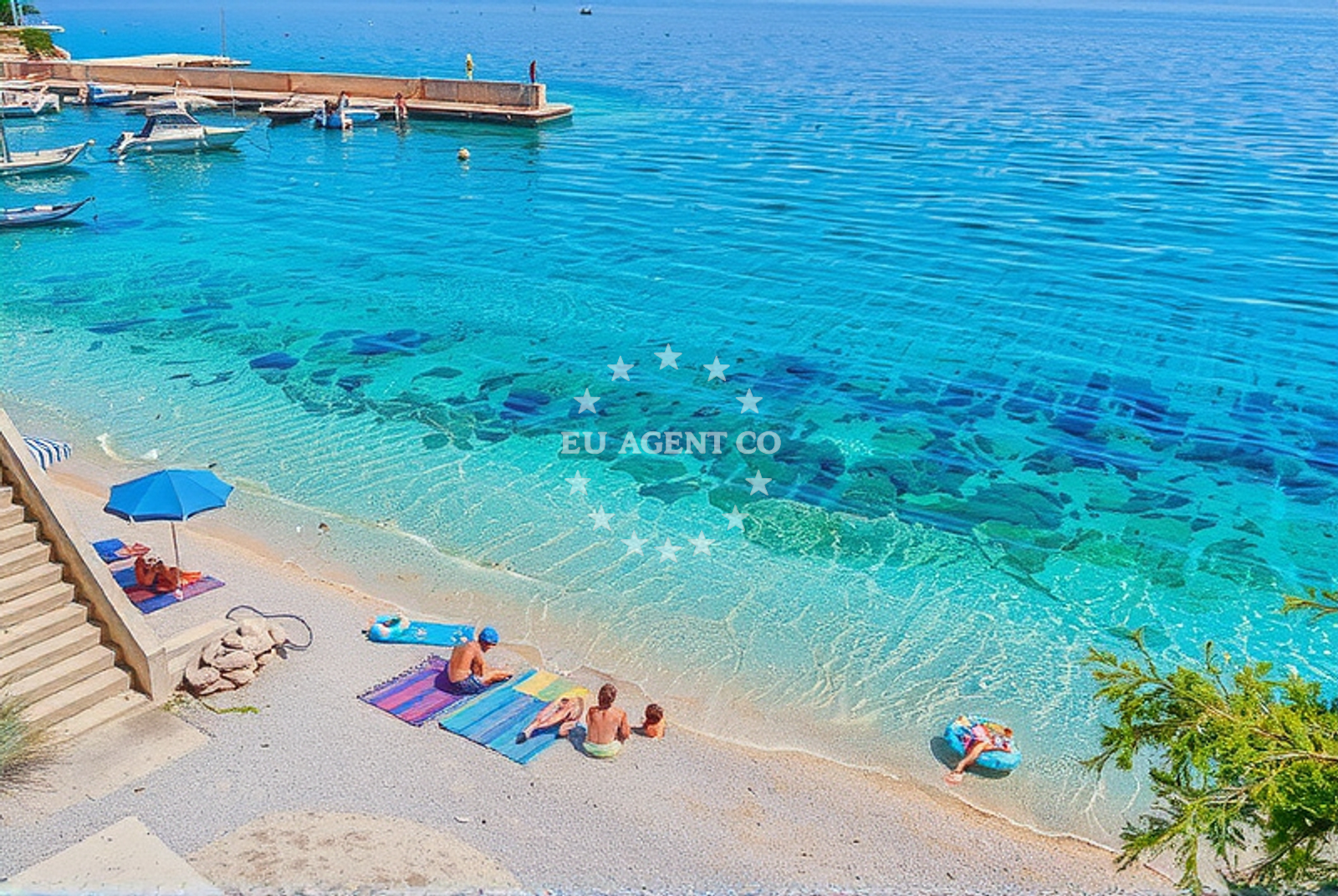 Shallow waters near Pisak Beach with traditional boats