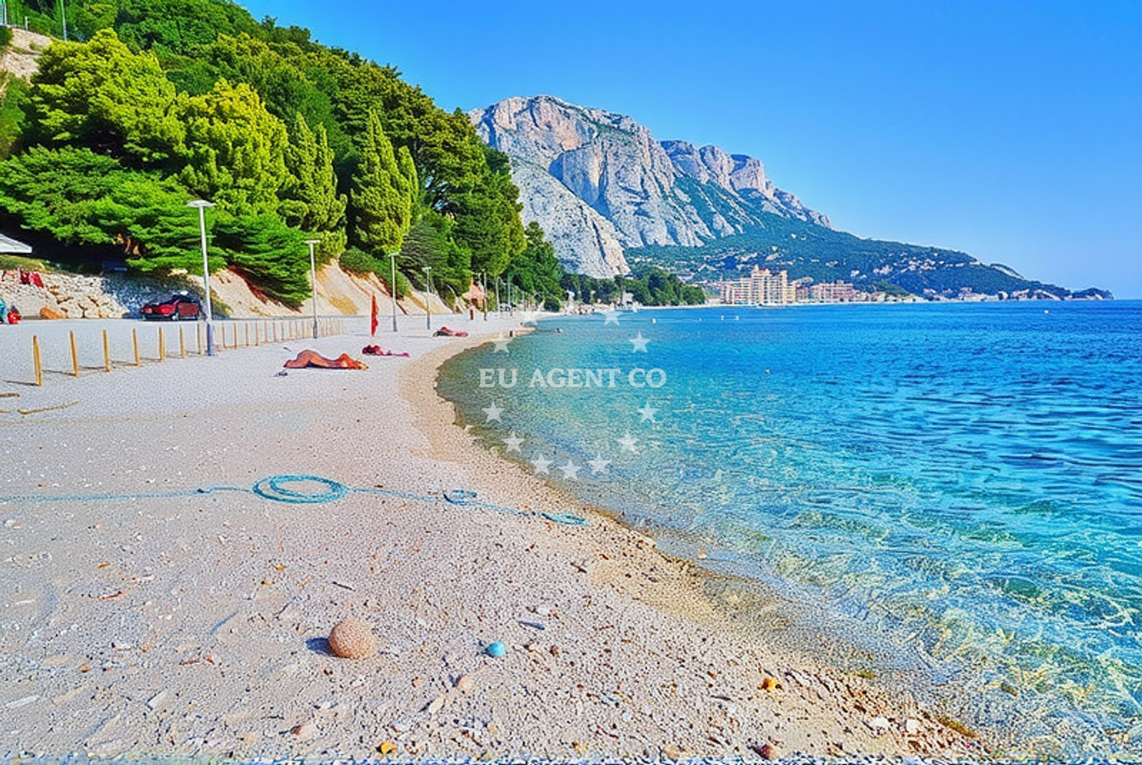 Sunrise over Podgora Beach near Caklje Harbour