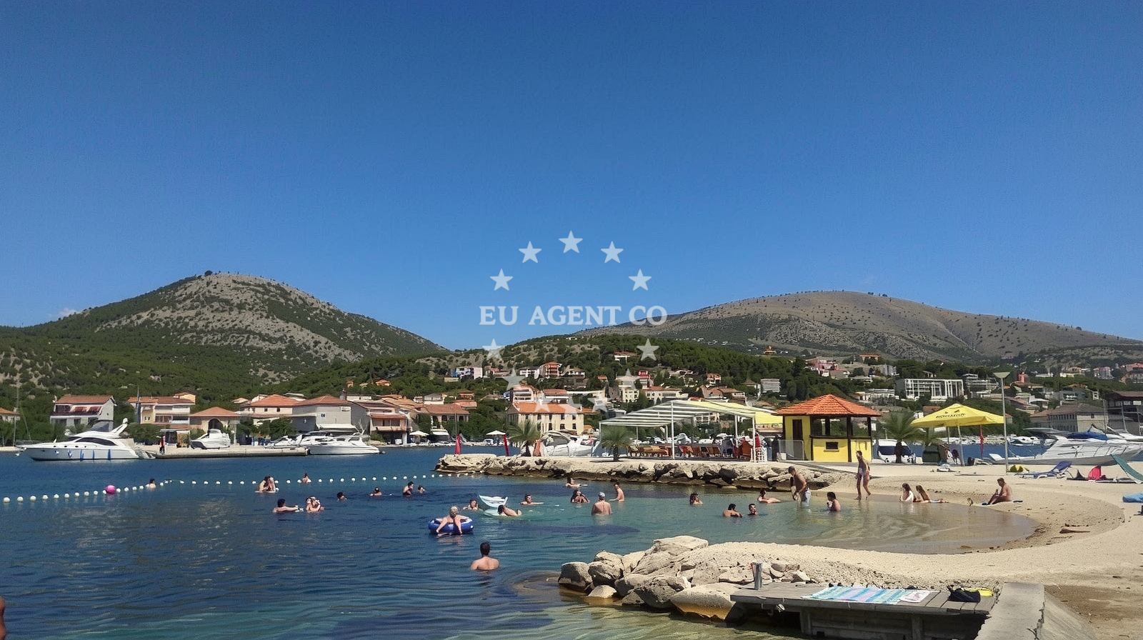 Trogir Old Town visible from Vranjica Harbour