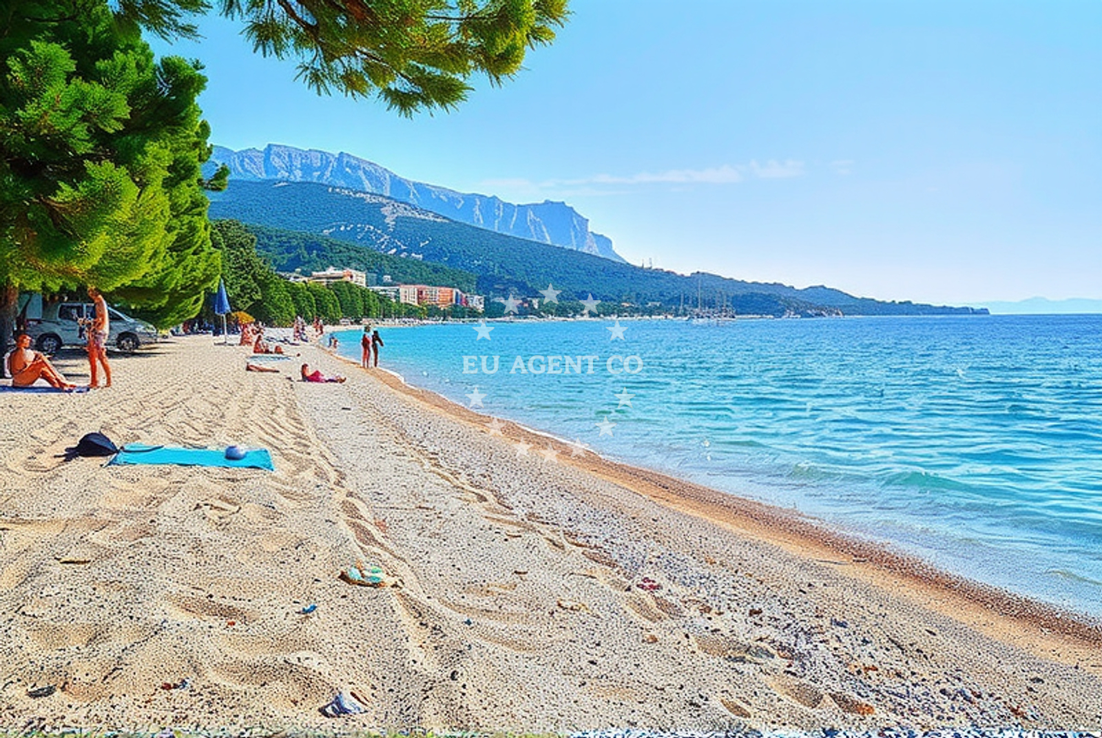 Dracevac Beach near Tucepi Harbour with clear waters and rocky shoreline