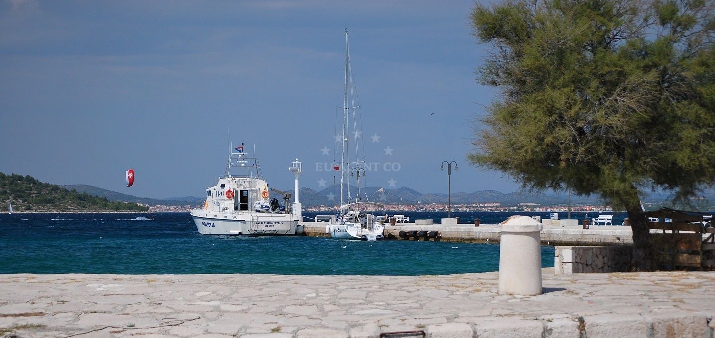 Harbor entrance with ferry berths