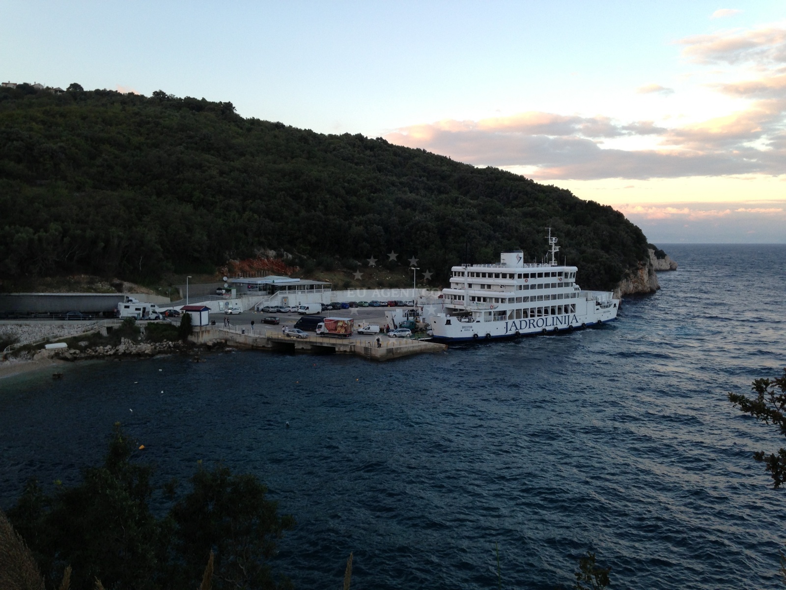 Brestova Harbour, Croatia - ferry terminal with no berths for pleasure boats