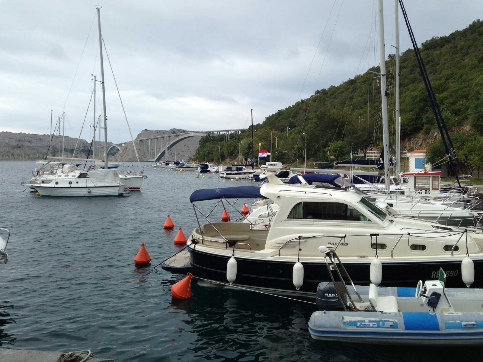 Cresnjeva Harbour entrance with mooring lines