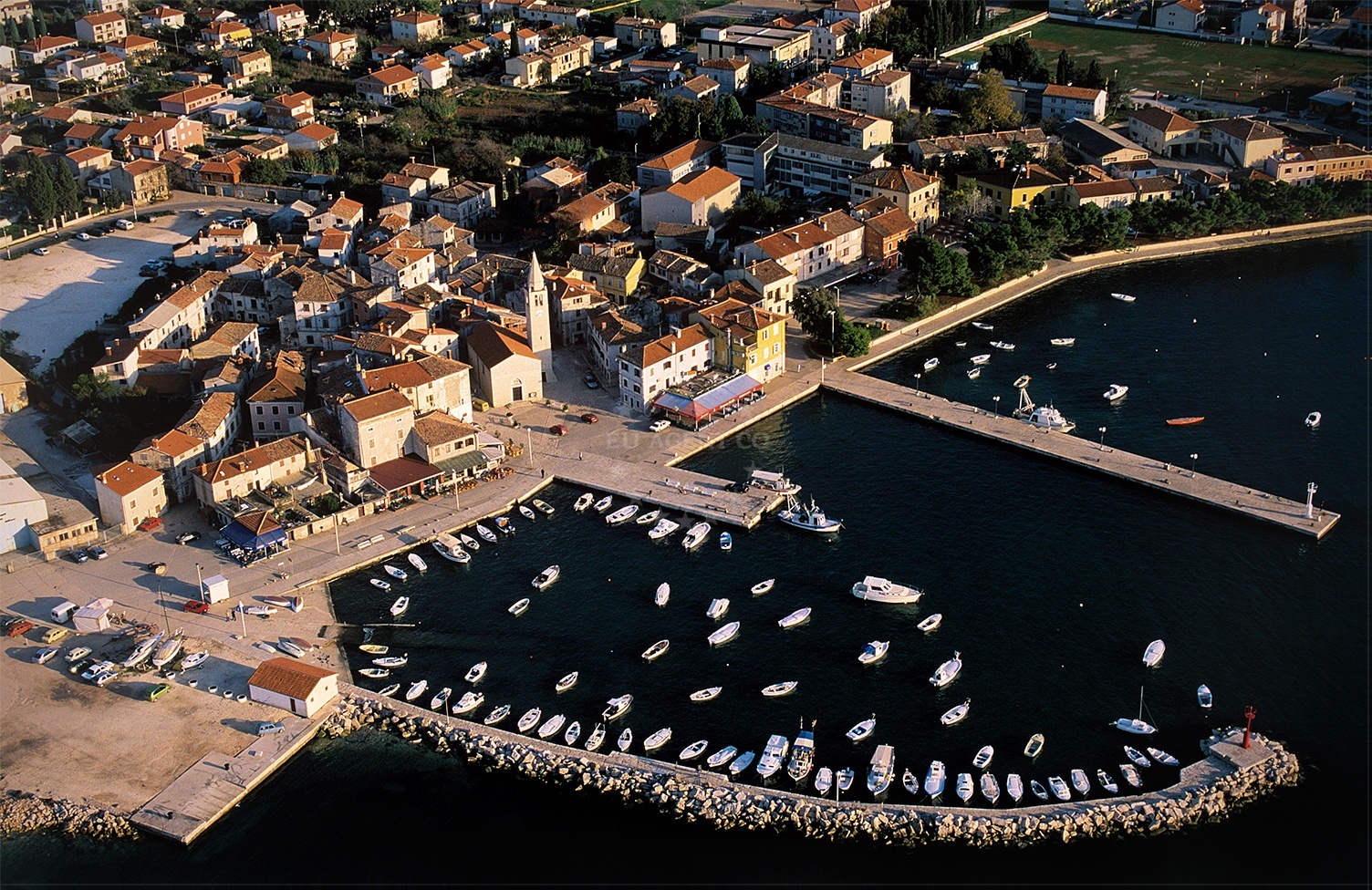 Fazana Harbour with breakwater and pier, Croatia
