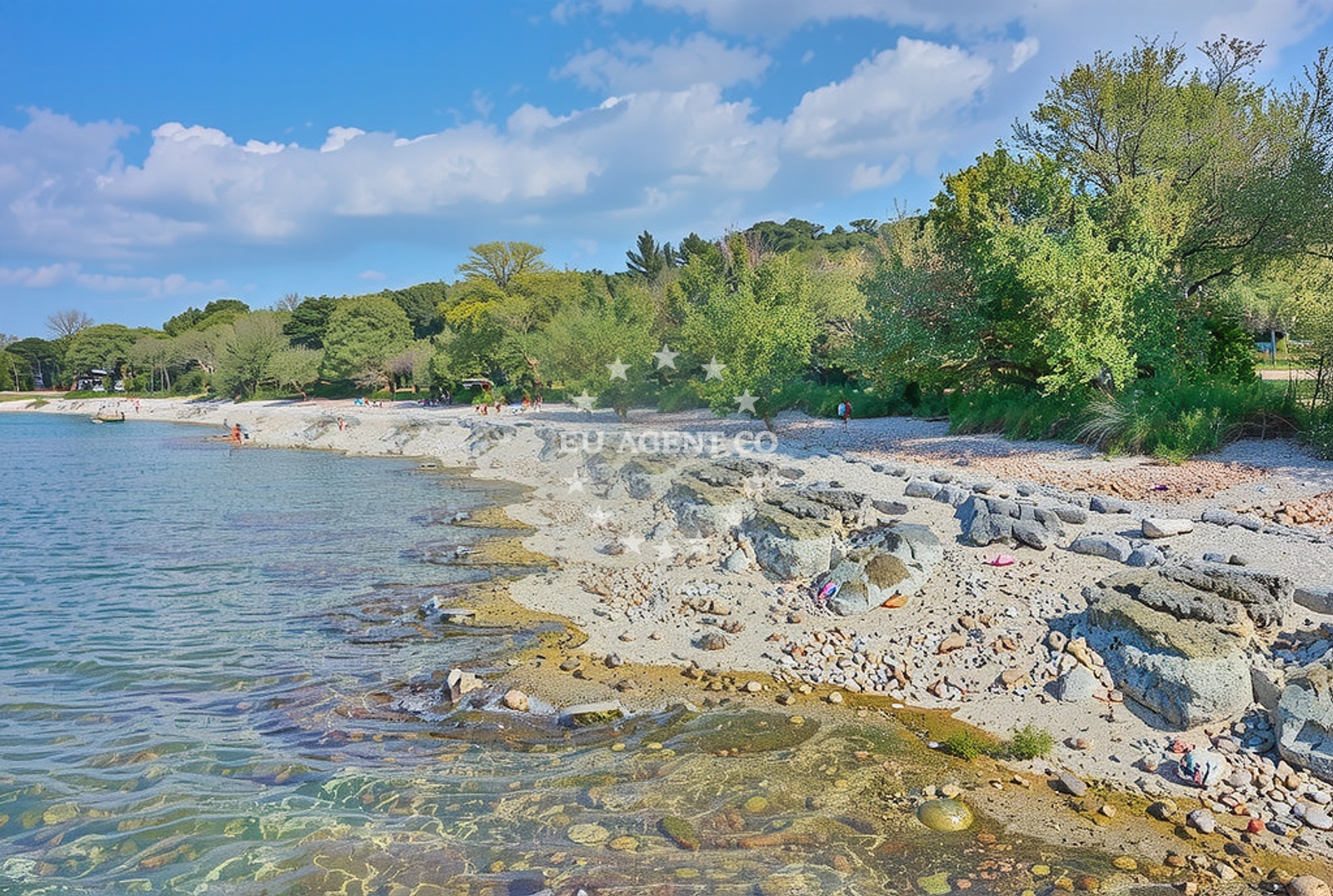 Vestar Harbour, Rovinj, Croatia: A small sheltered berth with floating barriers near the shore.
