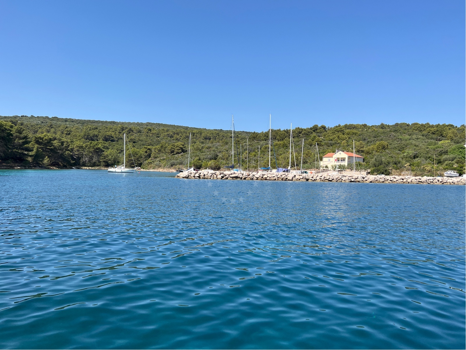 Brsanj Harbour, Iz Mali, Croatia - View of the harbor and surrounding island