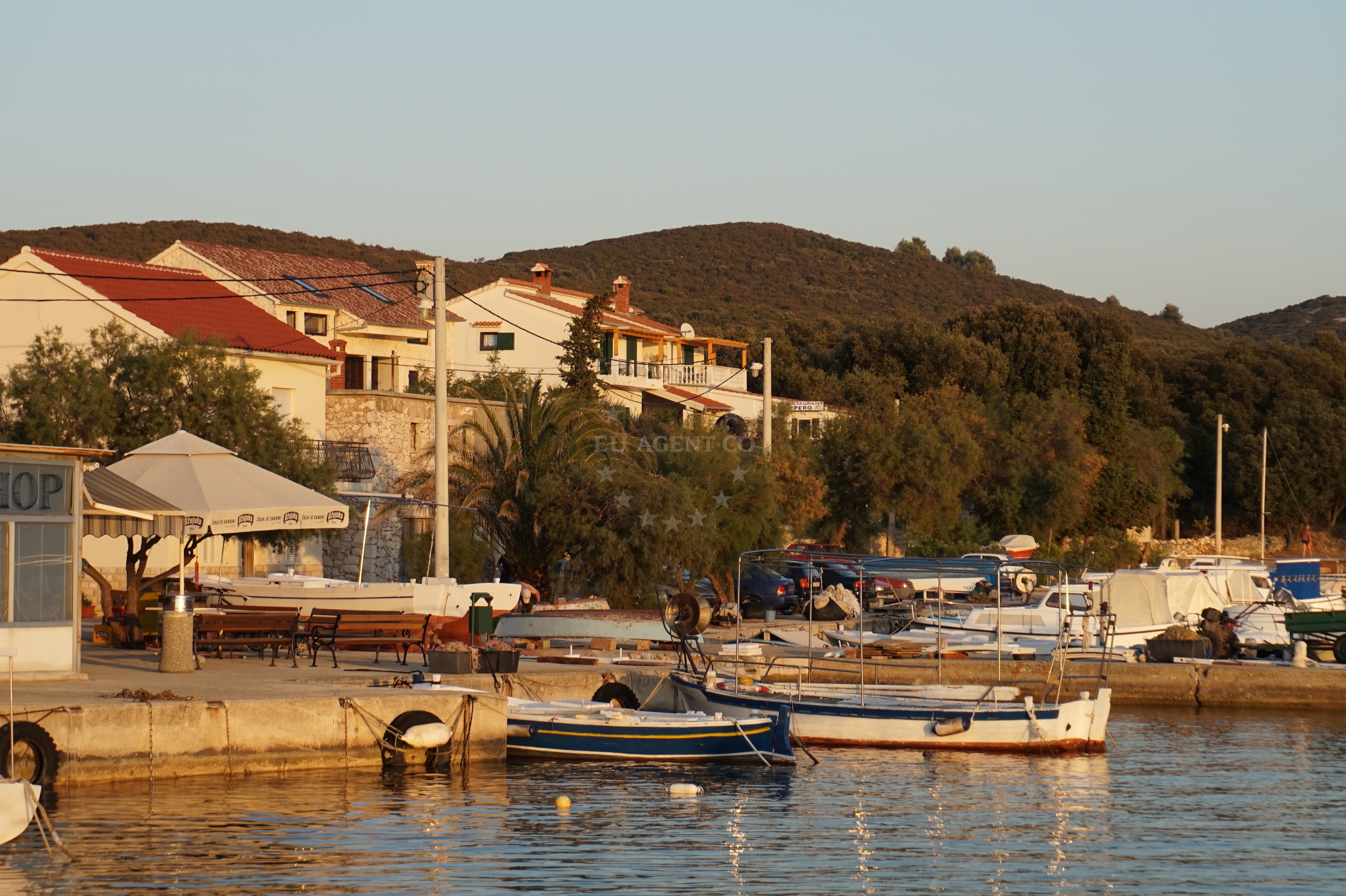 Traditional fishing boats at Zapuntel Harbour, Molat, Croatia