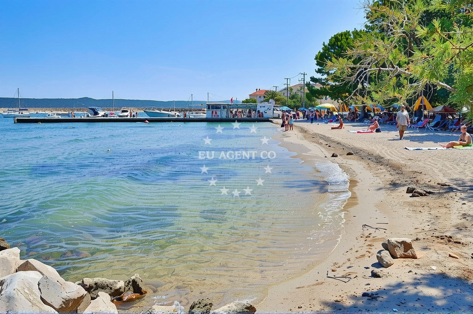 Plaza Banj Beach near Banj Harbour, Croatia